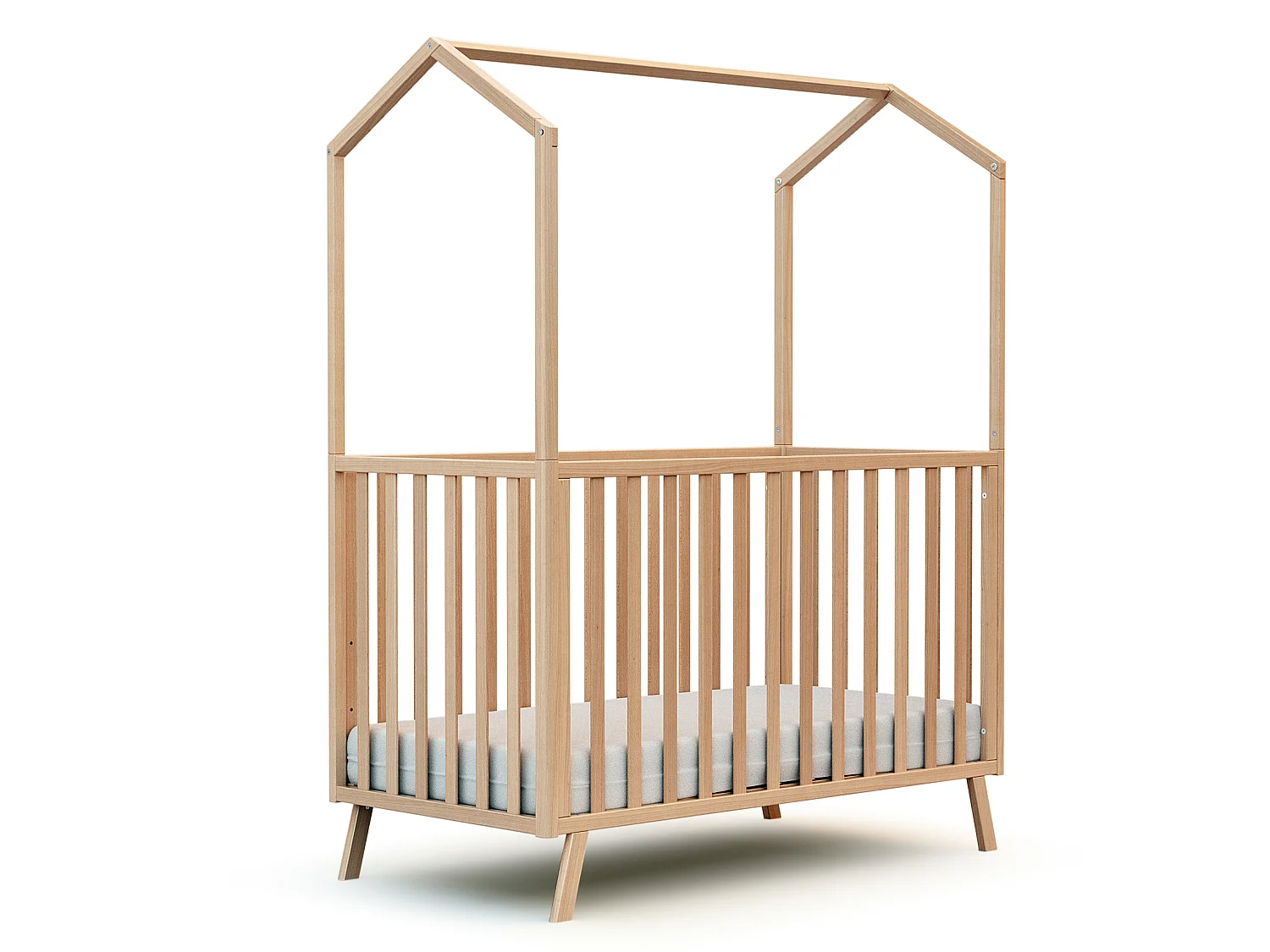 Lit cabane bébé évolutif en bois KASA Hêtre Verni 60 x 120 cm