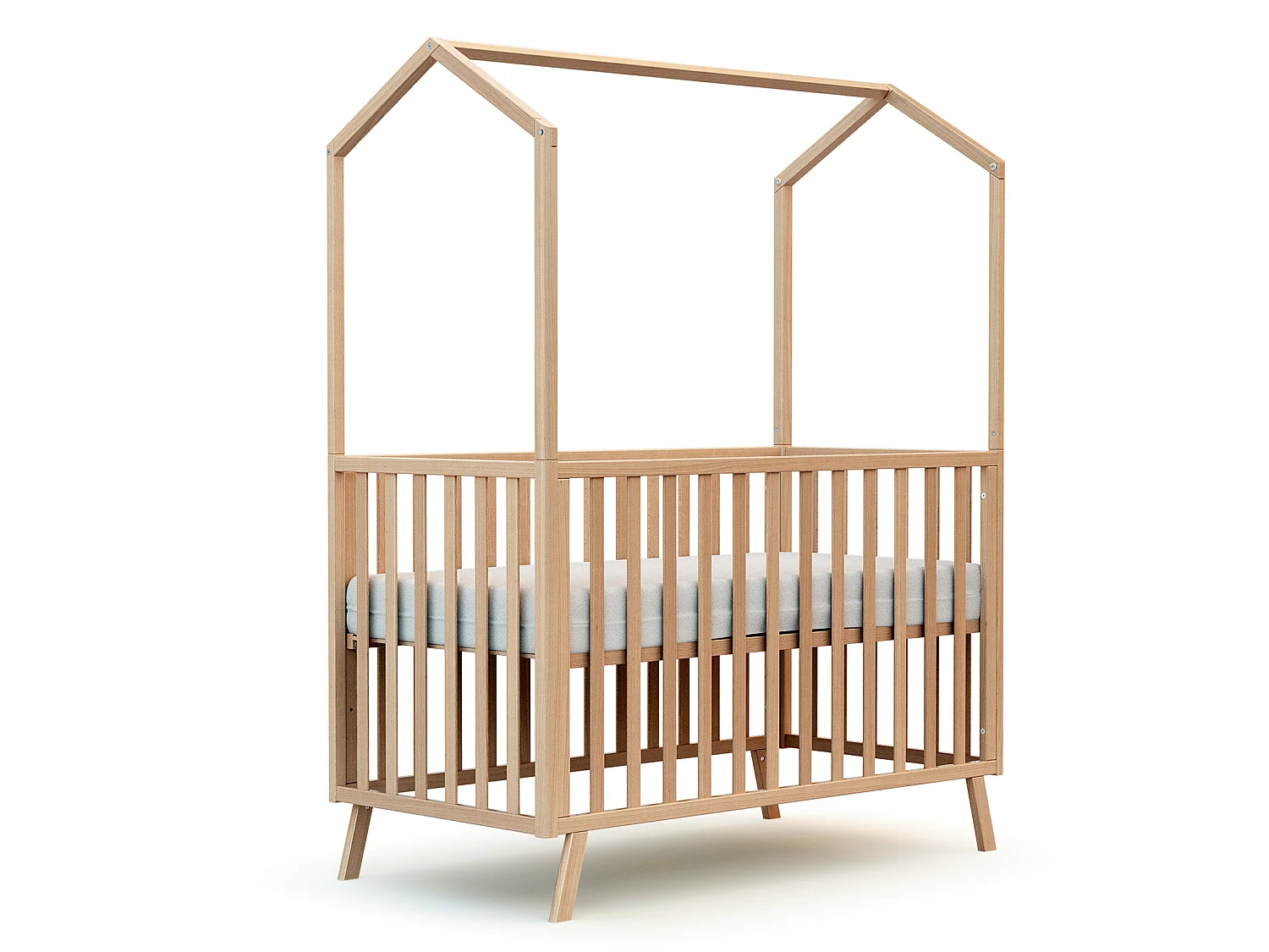 Lit cabane bébé évolutif en bois KASA Hêtre Verni 60 x 120 cm