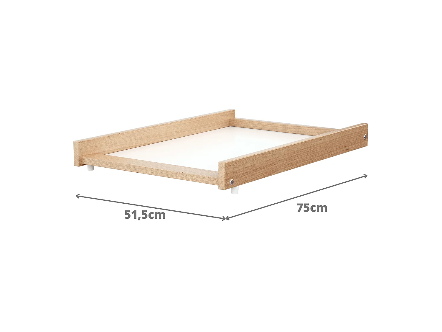 Cambiador bebe madera para cuna MONA 60 x 120 - Haya Bernizada - 75 x 51,5 x 7 cm