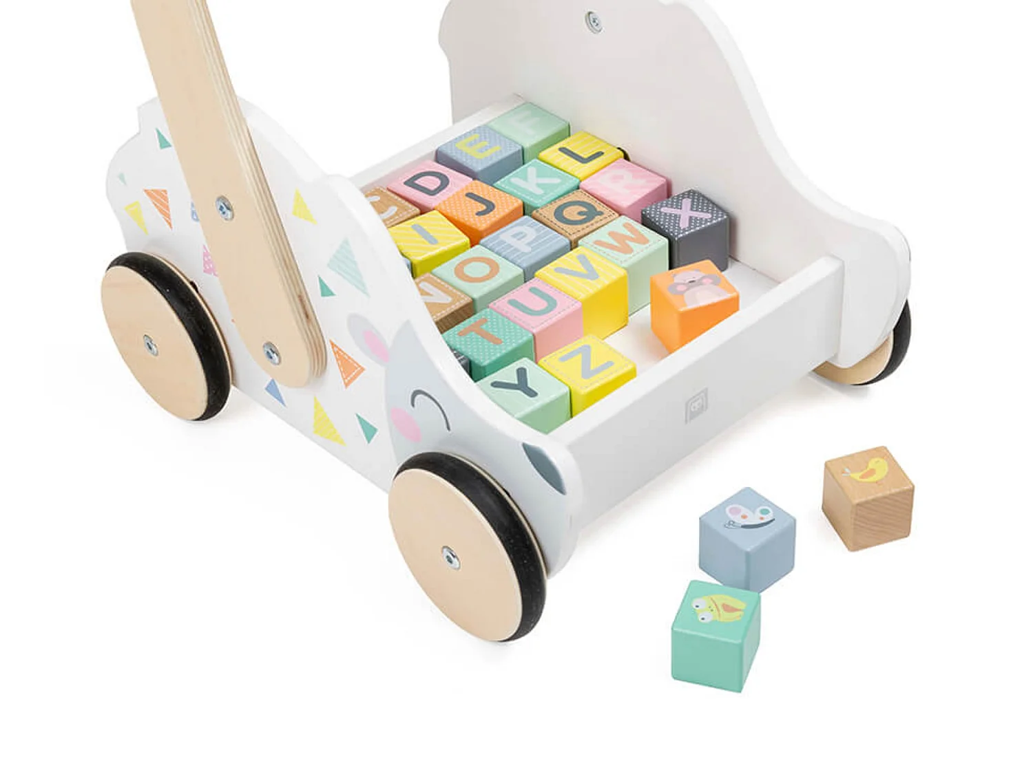 Carreto in legno con cubi gioco - Da 18 mesi a 3 anni