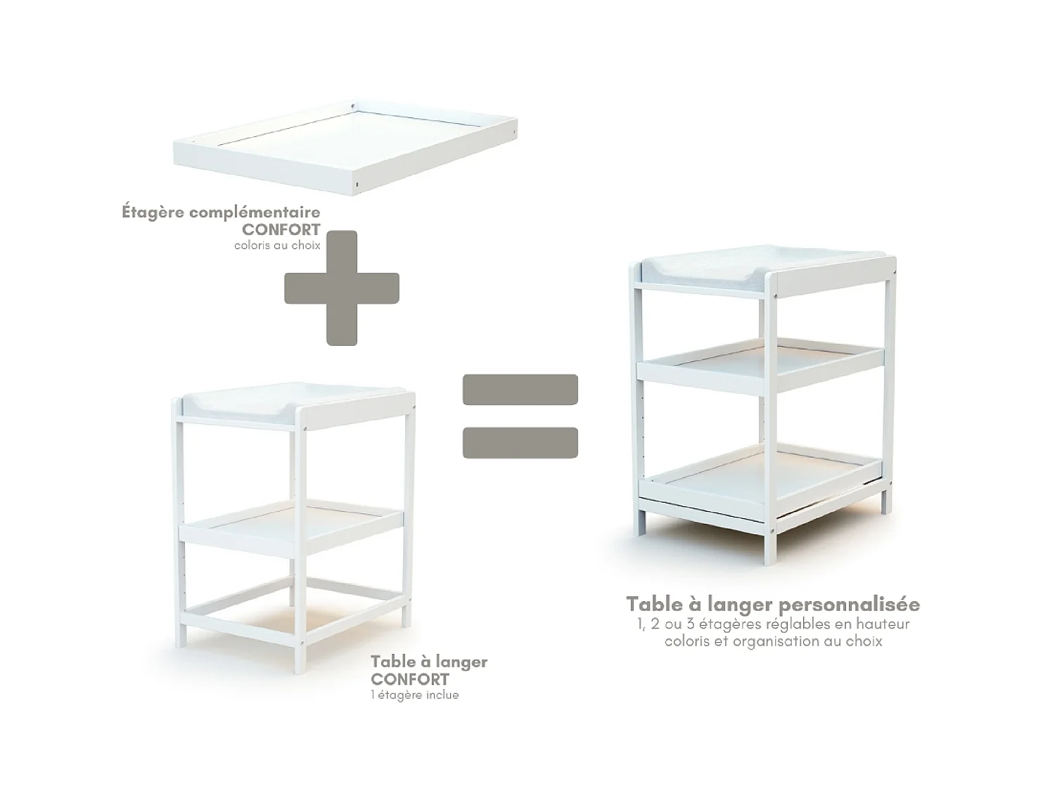 Estante para cambiador bebé LIMA madera - Blanco - 72 x 55 x 5,50 cm