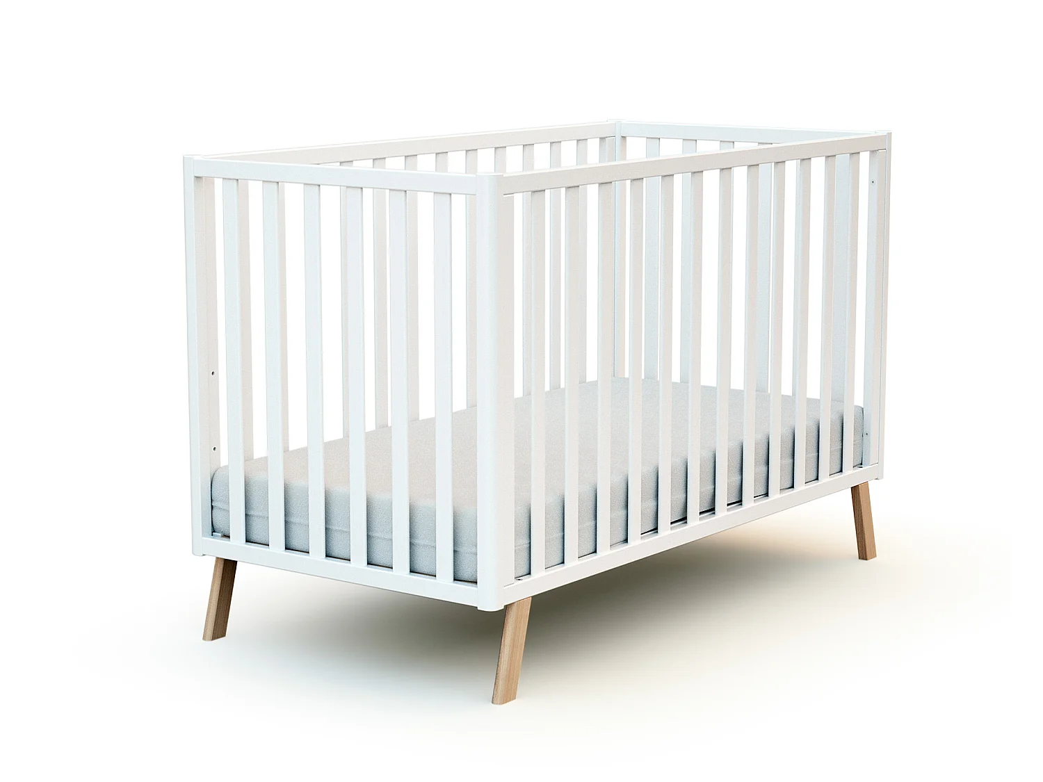 Lit cabane bébé évolutif en bois KASA Blanc et Hêtre Verni 60 x 120 cm