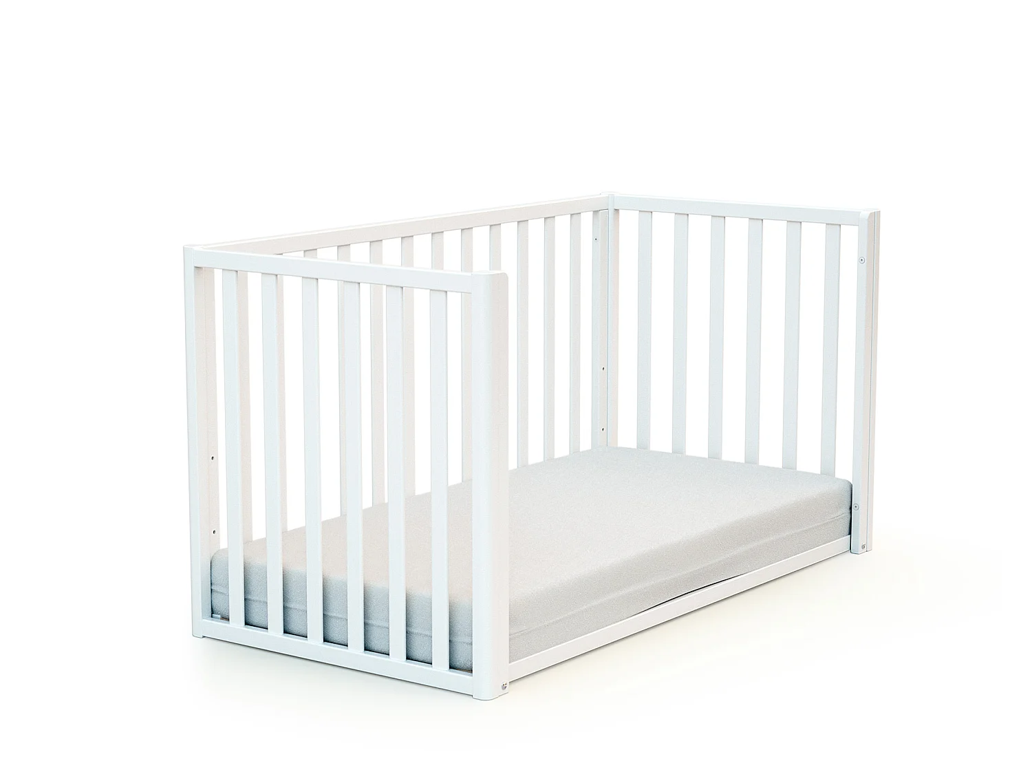 Lit cabane bébé évolutif en bois KASA Blanc et Hêtre Verni 60 x 120 cm