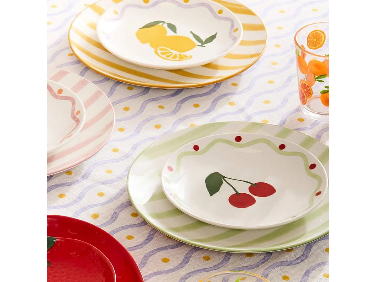 Lot de 6 Assiettes à Dessert "Charlie" 19cm Jaune