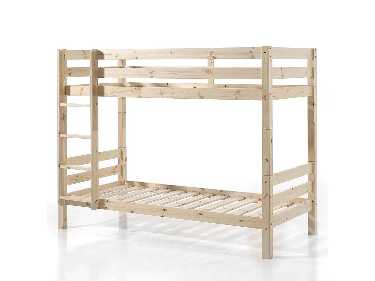 Pack - Lit Superposé Enfant & 2 Tiroirs "Pino" 90x200cm Naturel