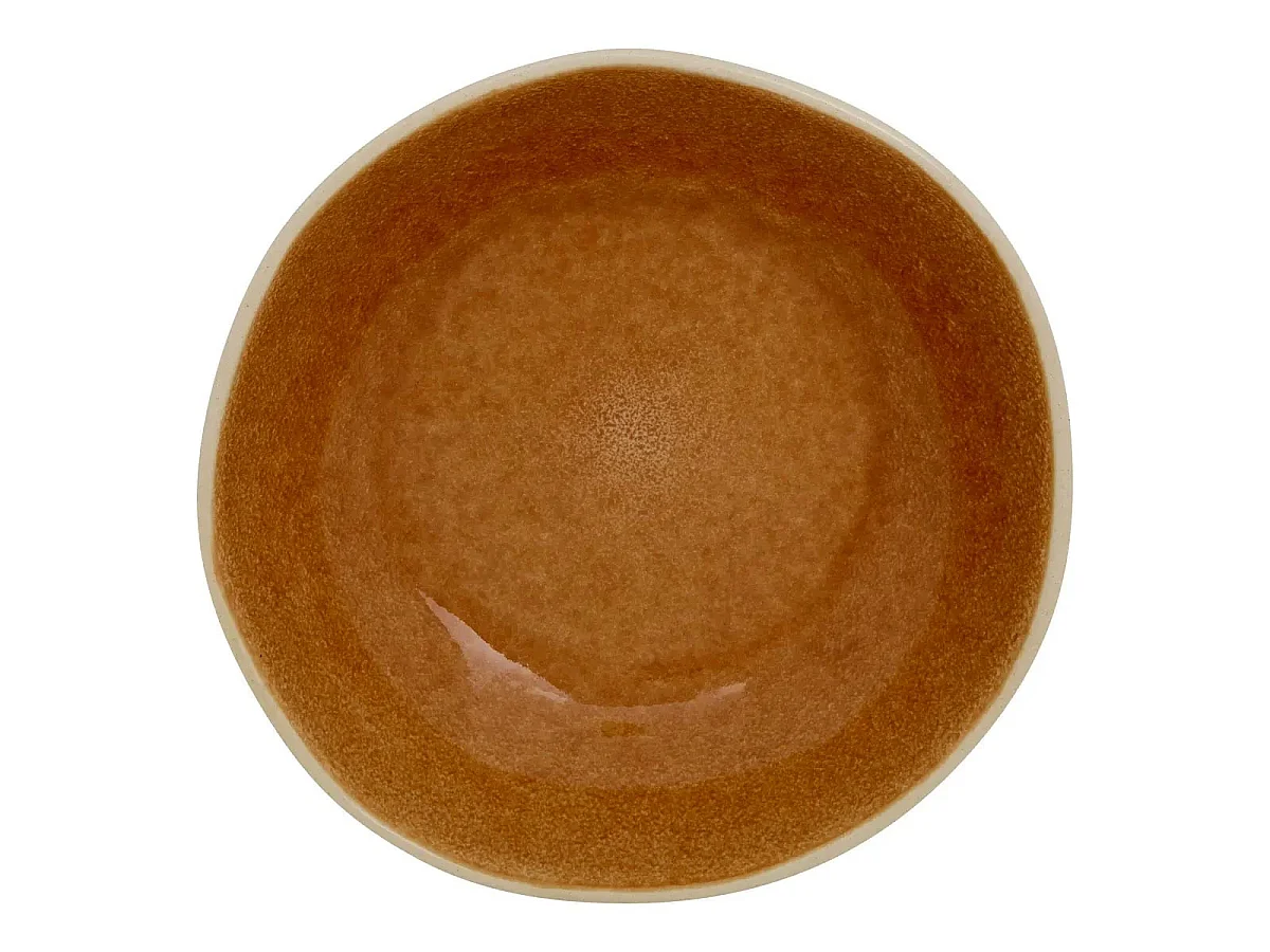 Lot de 6 Assiettes Creuses en Faïence "Wonja" 19cm Ocre