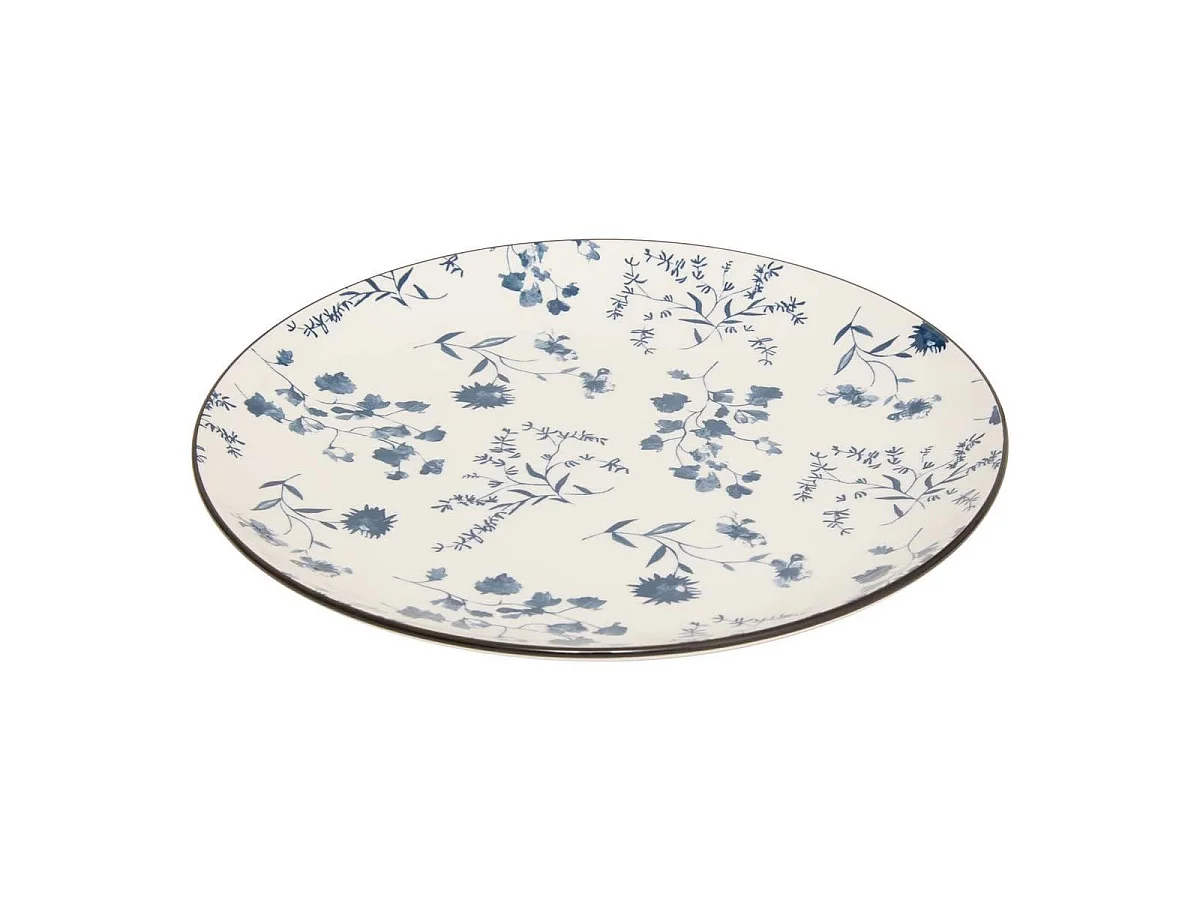 Lot de 6 Assiettes Plates "Umami Fleur" 26cm Bleu