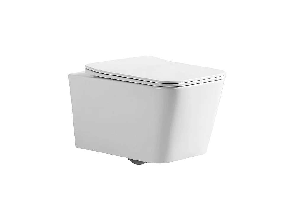 Pack Inodoro Suspendido Cuadrado | Blanco Brillo | Rimless con Cisterna Empotrada y Pulsador Cromo Brillo