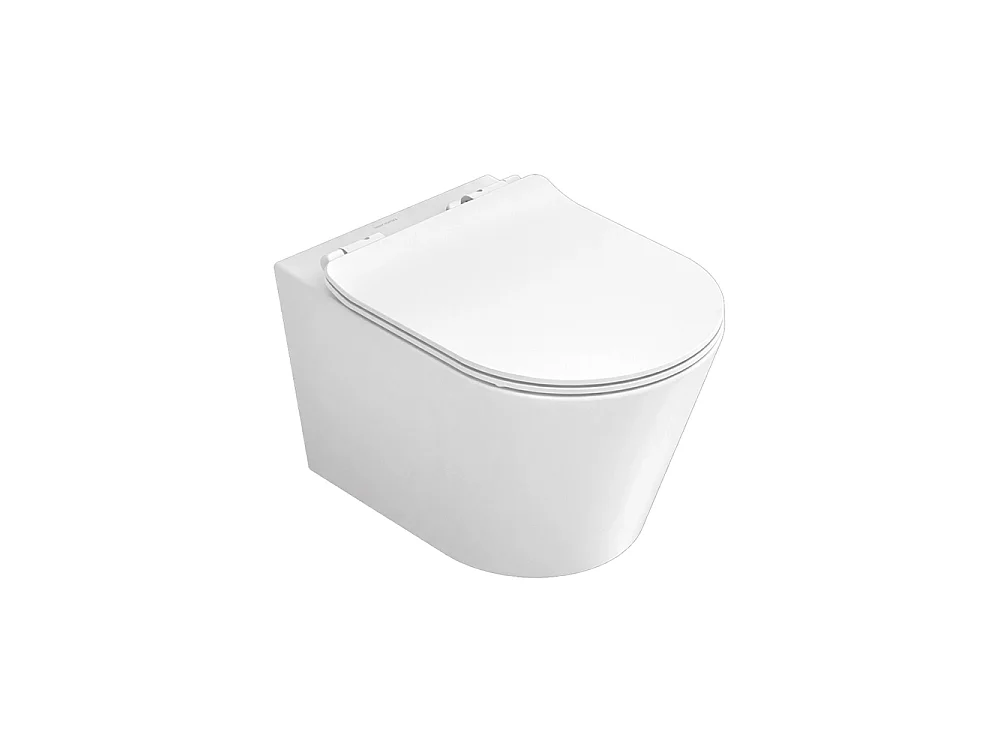 Pack Inodoro Suspendido | Blanco Brillo | Rimless con Cisterna Empotrada y Pulsador Cromo Brillo