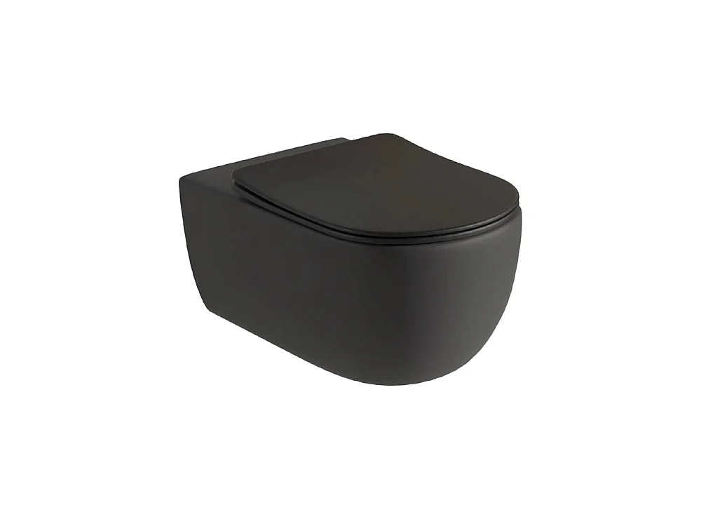 Pack Inodoro Suspendido | Negro Mate | Rimless con Cisterna Empotrada y Pulsador Negro