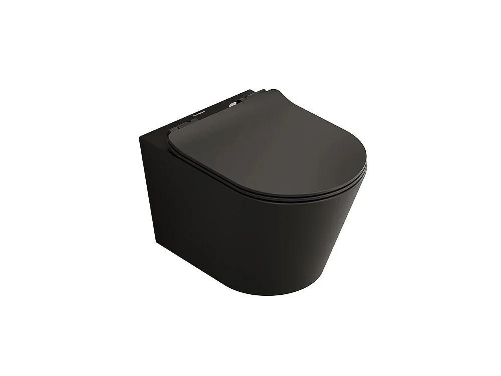 Pack Inodoro Suspendido | Negro Mate | Rimless con Cisterna Empotrada y Pulsador Negro