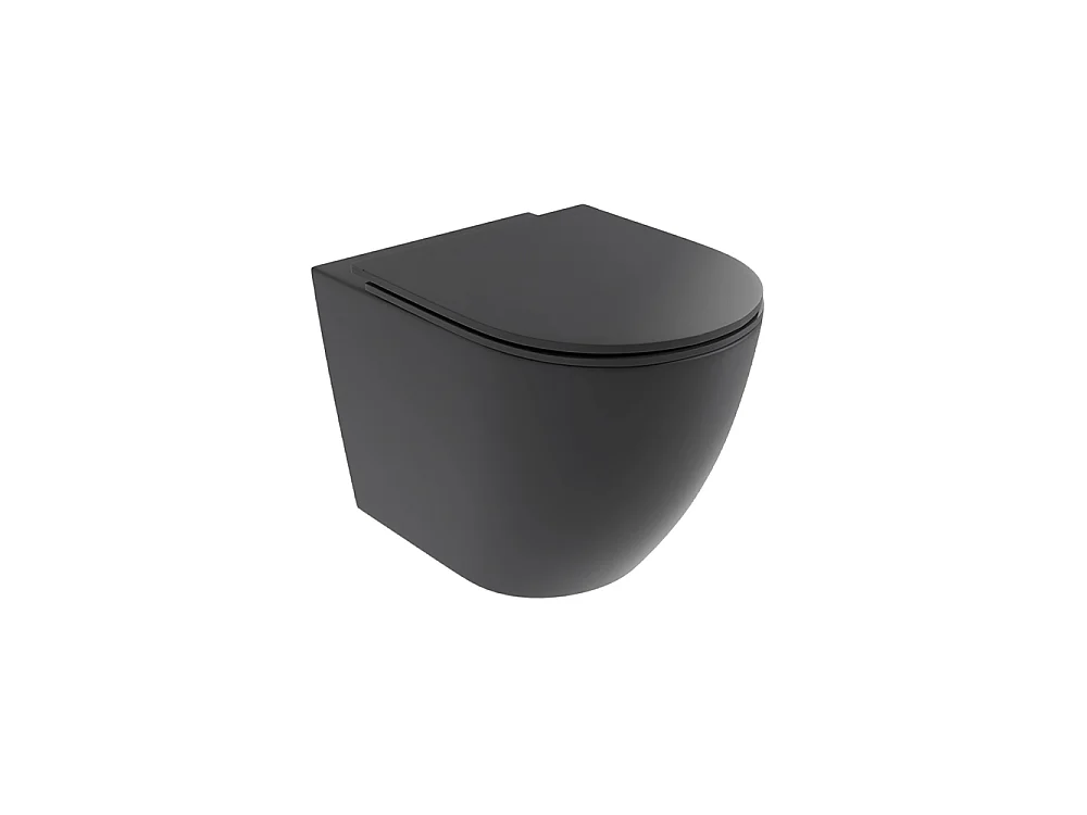 Pack Inodoro Suspendido | Negro Mate | Rimless con Cisterna Empotrada y Pulsador Negro