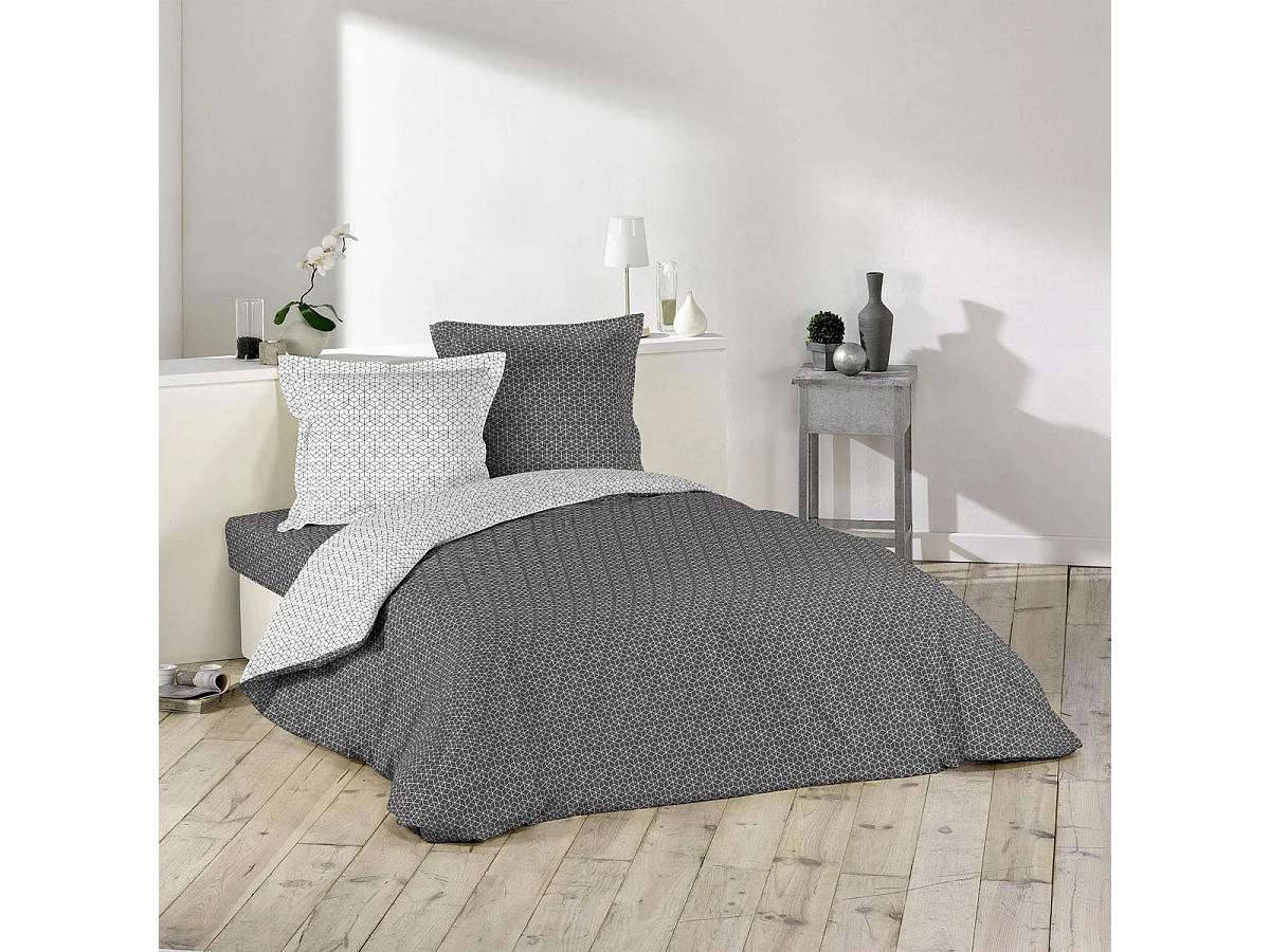 Housse de Couette "Optic" 240x220cm Anthracite