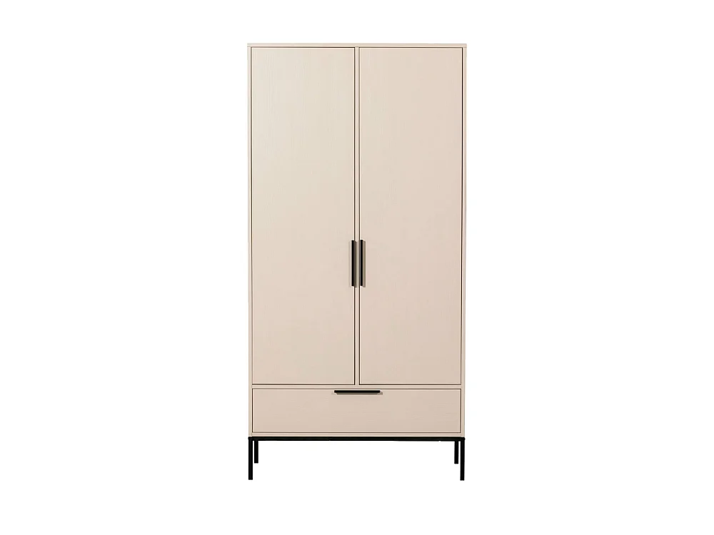 Adam - Armoire 2 portes 1 tiroir en bois - Beige