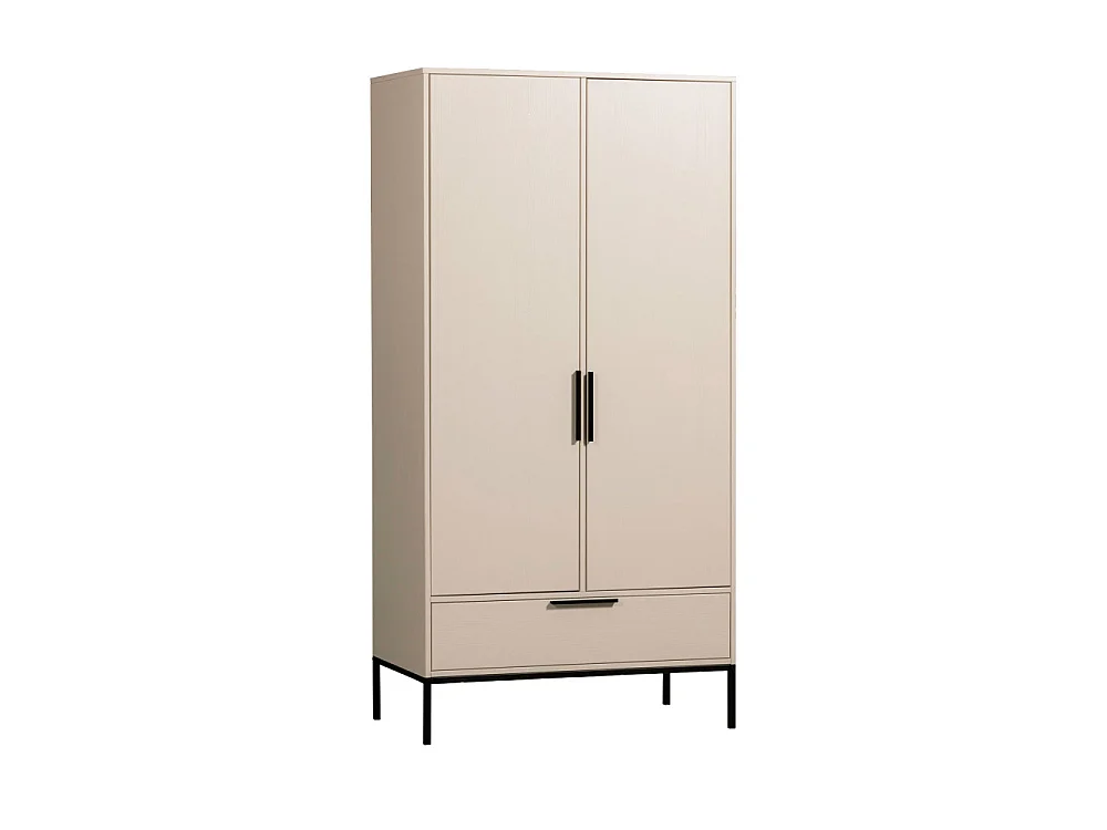 Adam - Armoire 2 portes 1 tiroir en bois - Beige