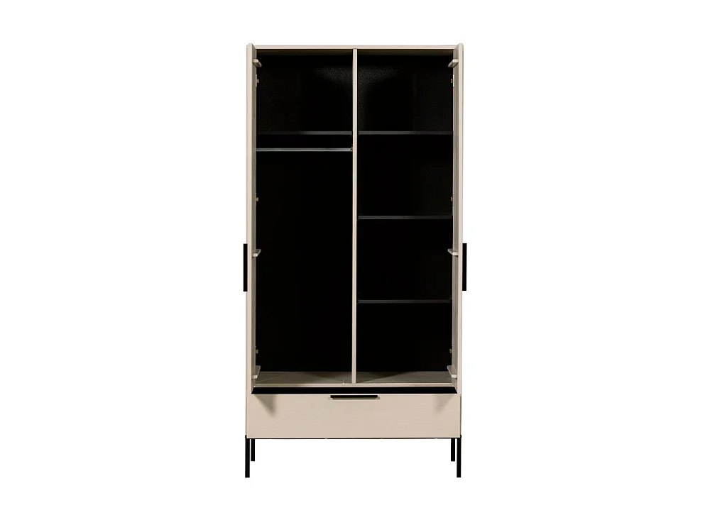 Adam - Armoire 2 portes 1 tiroir en bois - Beige