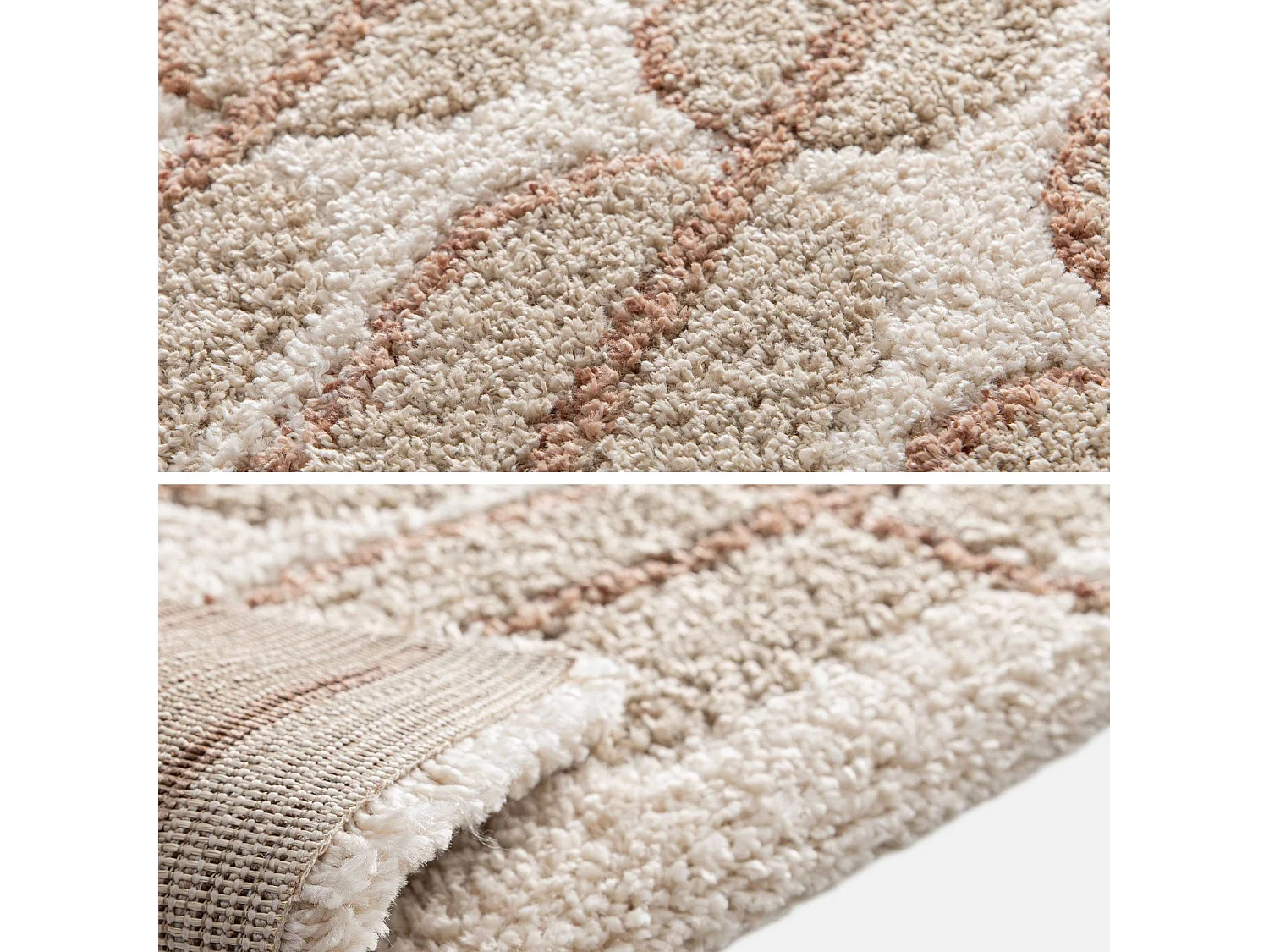 Tapis intérieur motif graphique beige. crème et rose 120x170cm - Ocea