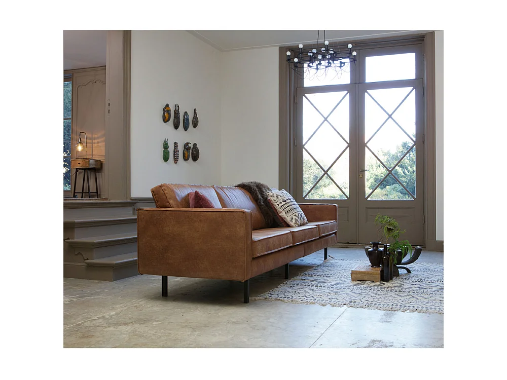 Bronco - Grand canapé 4 places vintage - Cognac