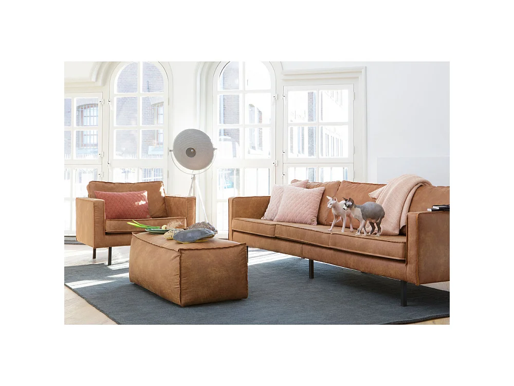Bronco - Grand canapé 4 places vintage - Cognac