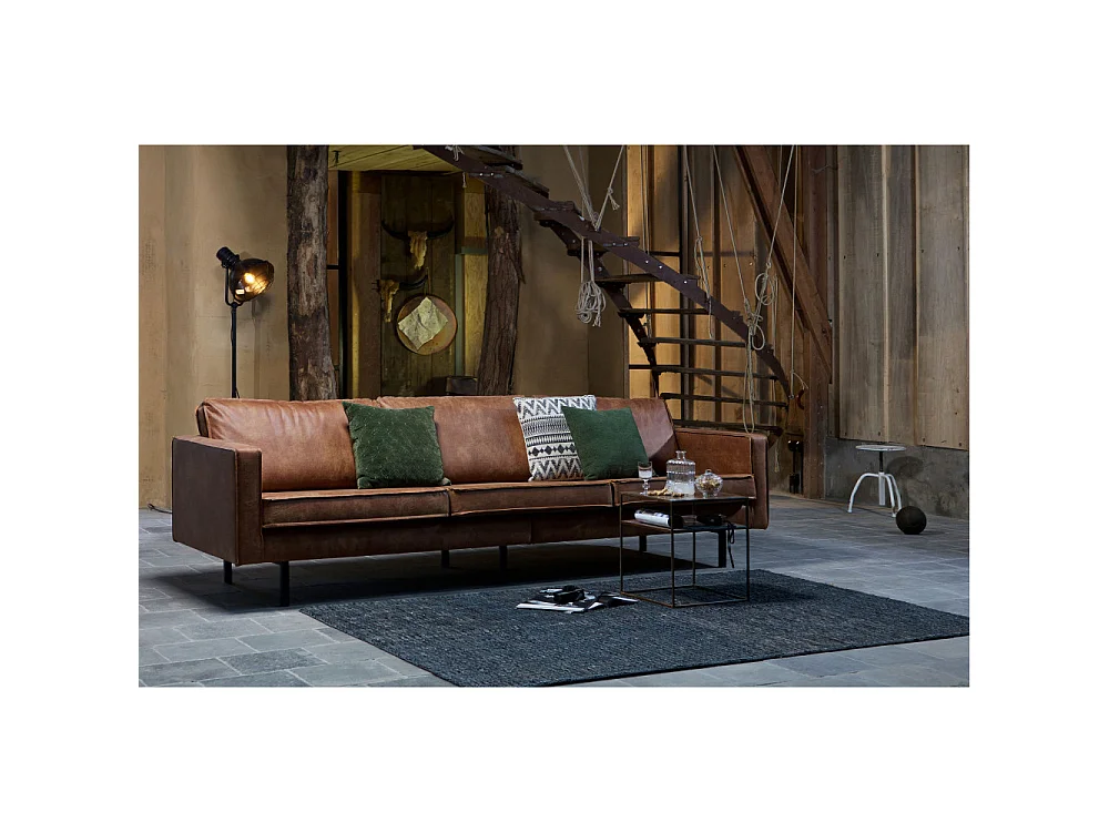 Bronco - Grand canapé 4 places vintage - Cognac
