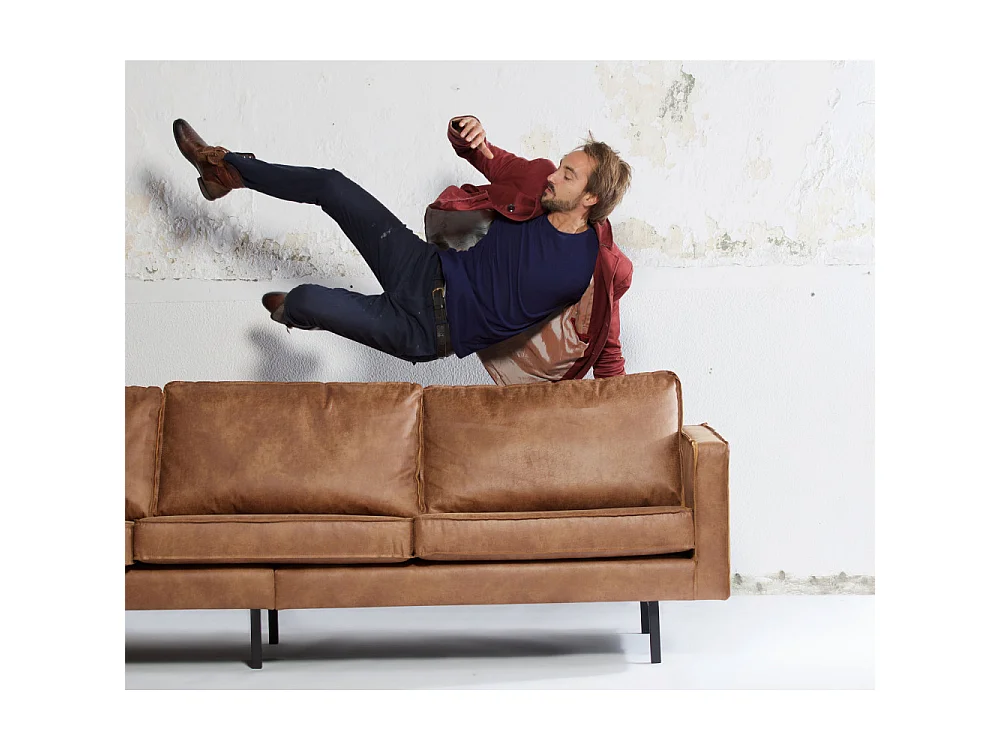 Bronco - Grand canapé 4 places vintage - Cognac