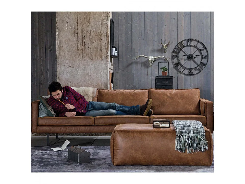 Bronco - Grand canapé 4 places vintage - Cognac
