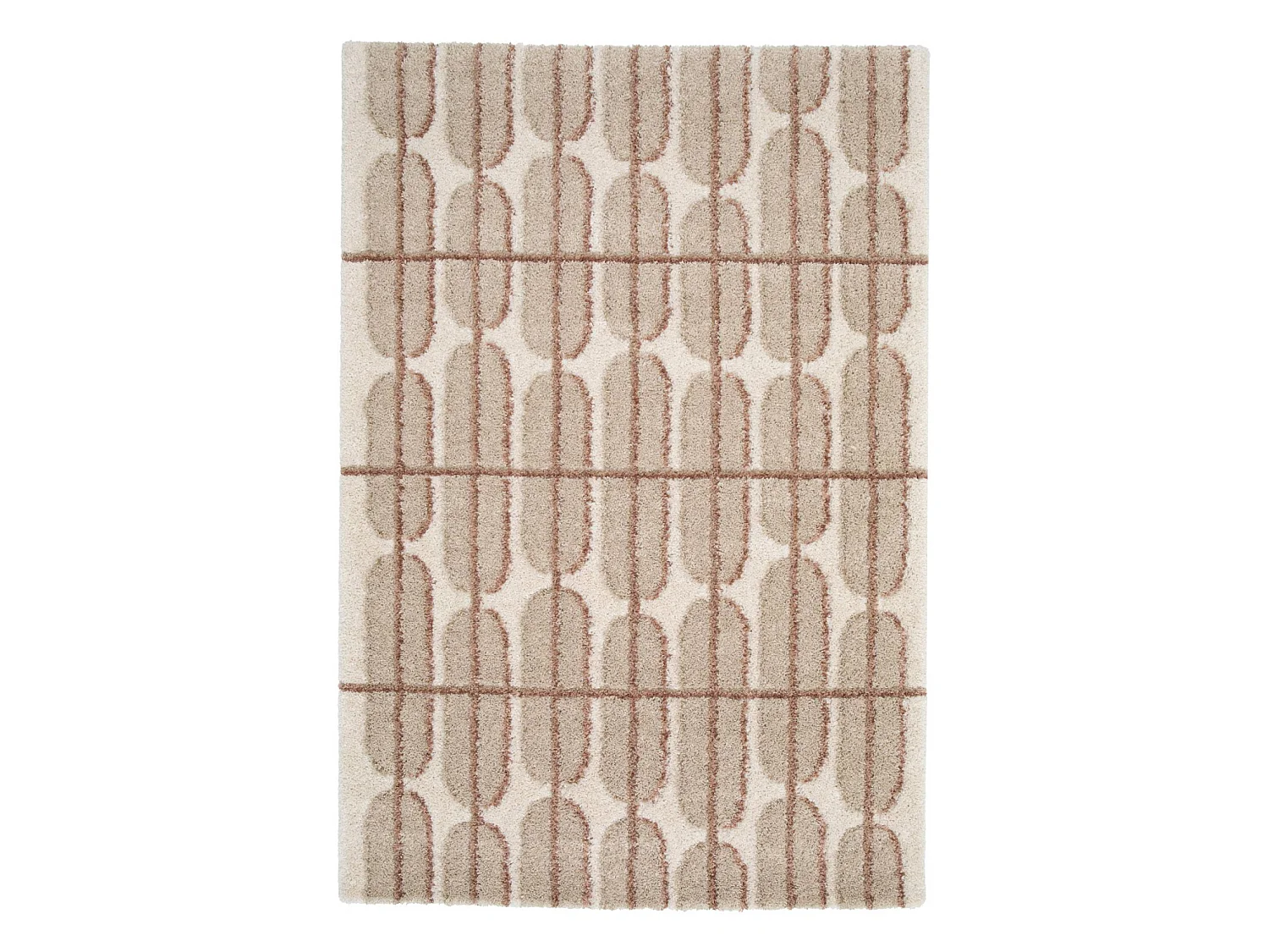 Tapis intérieur motif graphique beige. crème et rose 160x230cm - Ocea