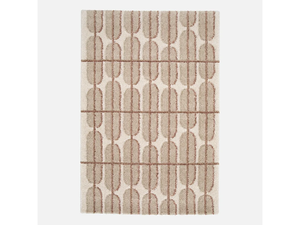 Tapis intérieur motif graphique beige. crème et rose 200x290cm - Ocea