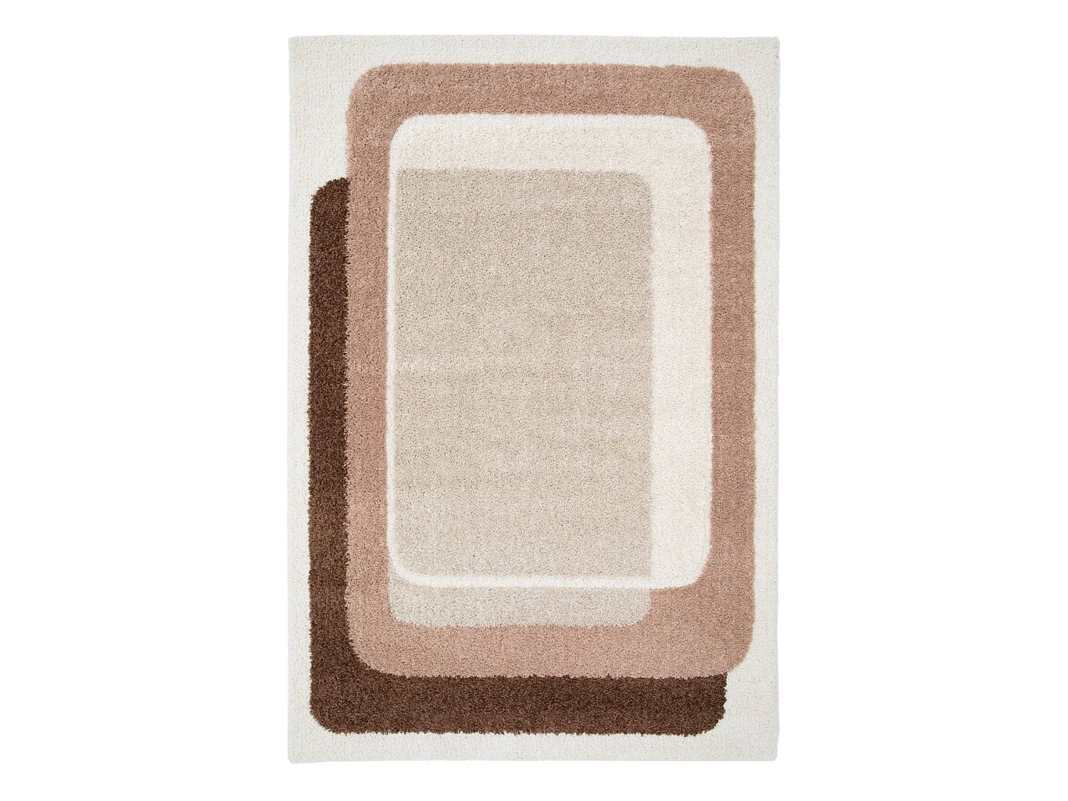 Tapis intérieur motif graphique marron. rose et beige 160x230cm - Olli
