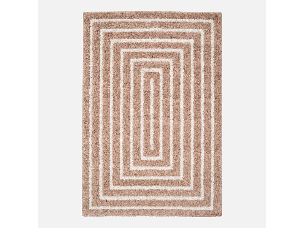 Tapis intérieur motif rectangle rose et crème 120x170cm - Lia