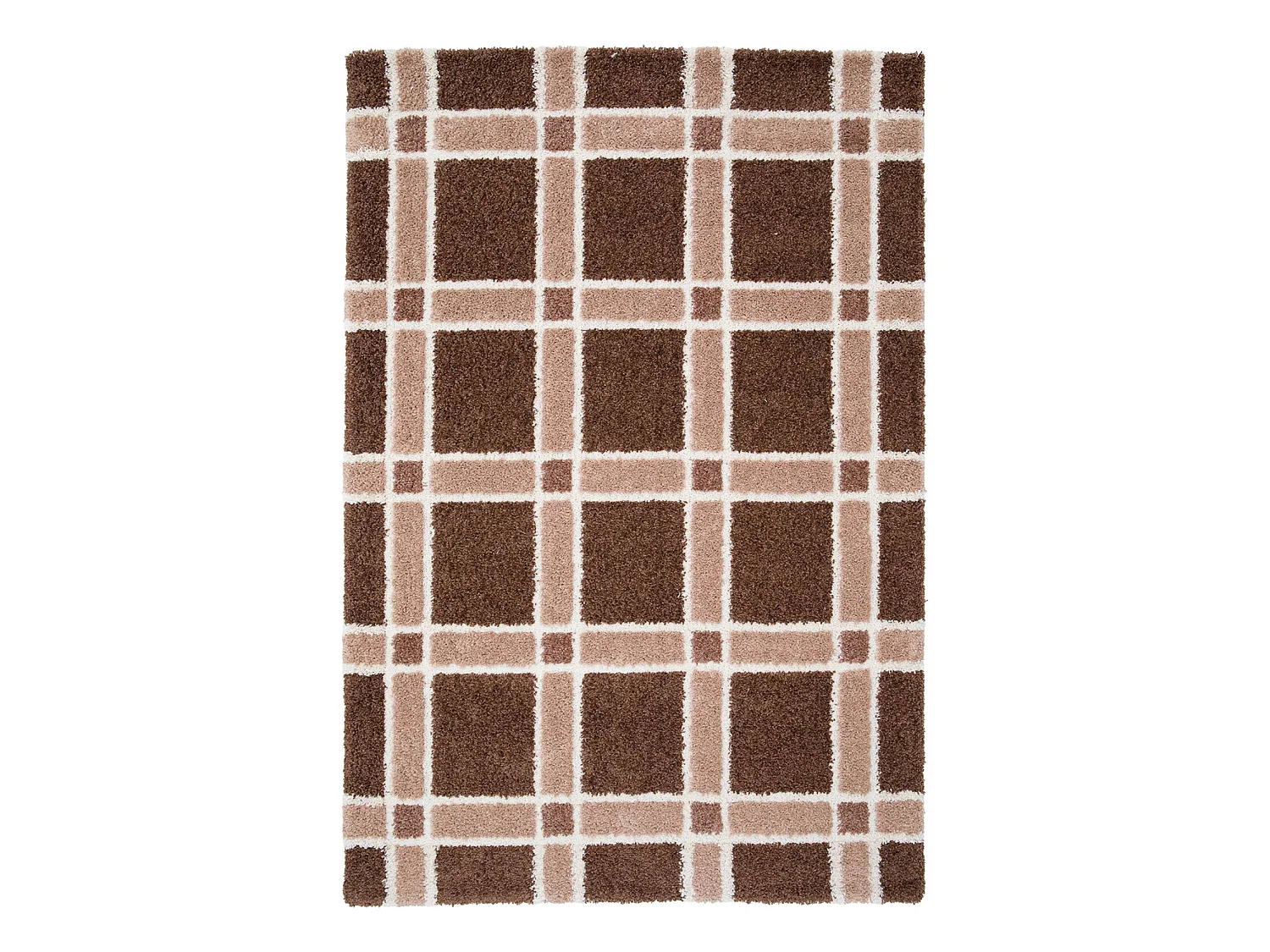 Tapis intérieur motif quadrillage marron et rose 80x150cm - Miro