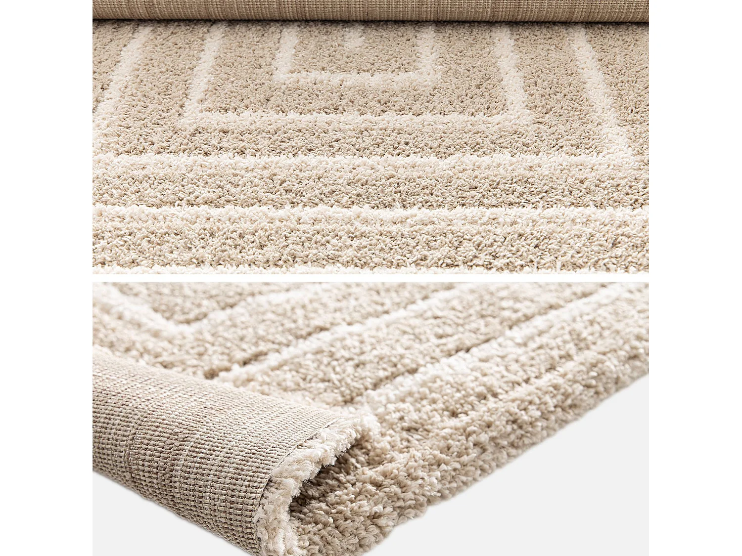 Tapis intérieur motif rectangle beige et crème 160x230cm - Silo