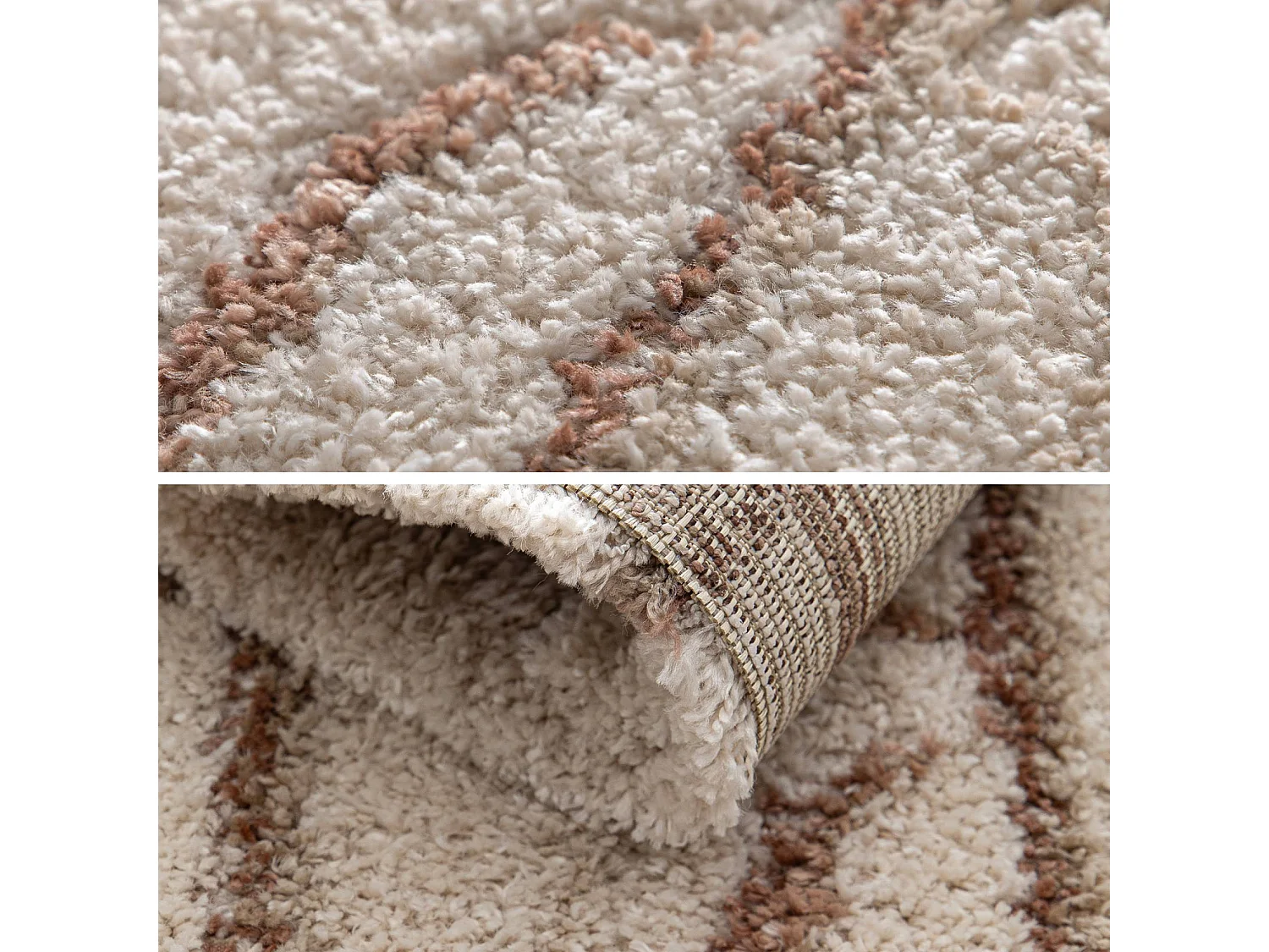 Tapis intérieur motif graphique crème. rose et marron 160x230cm - Aris