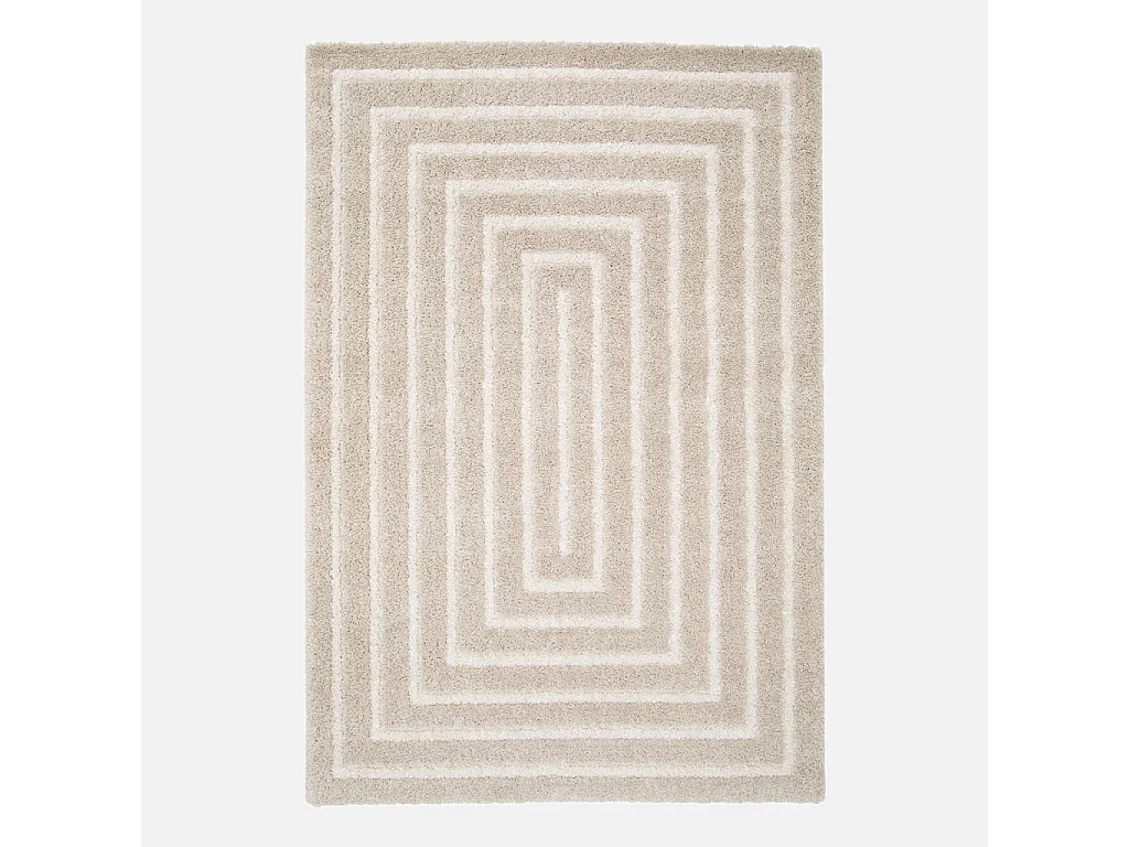 Tapis intérieur motif rectangle beige et crème 80x150cm - Silo
