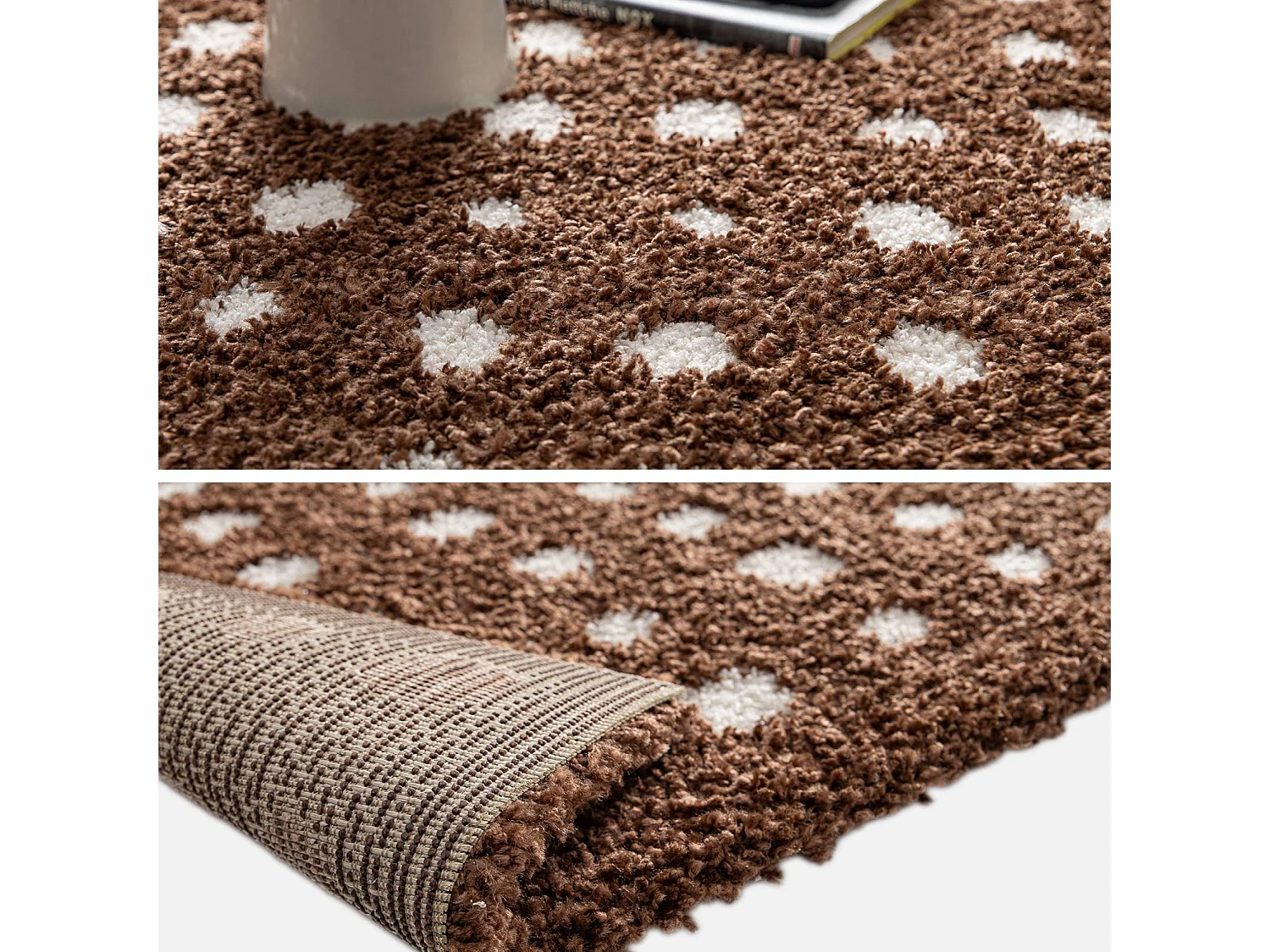 Tapis intérieur à pois marron et crème 80x150cm - Eno