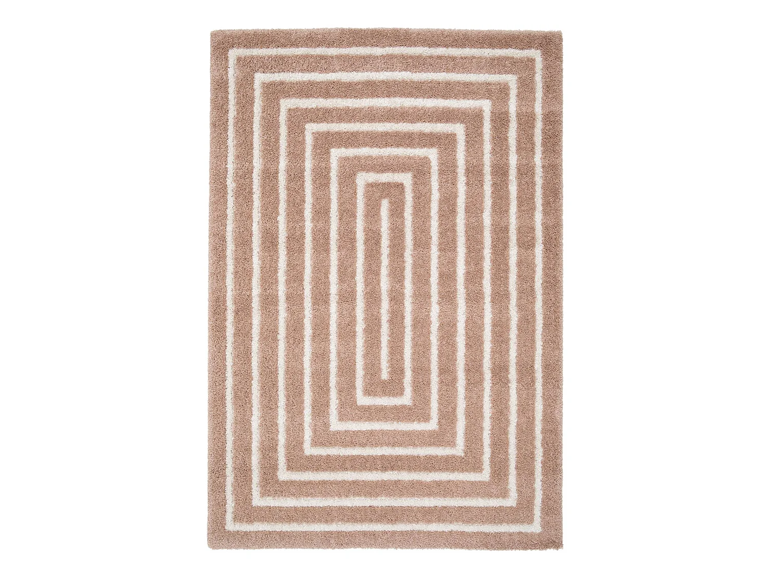 Tapis intérieur motif rectangle rose et crème 160x230cm - Lia