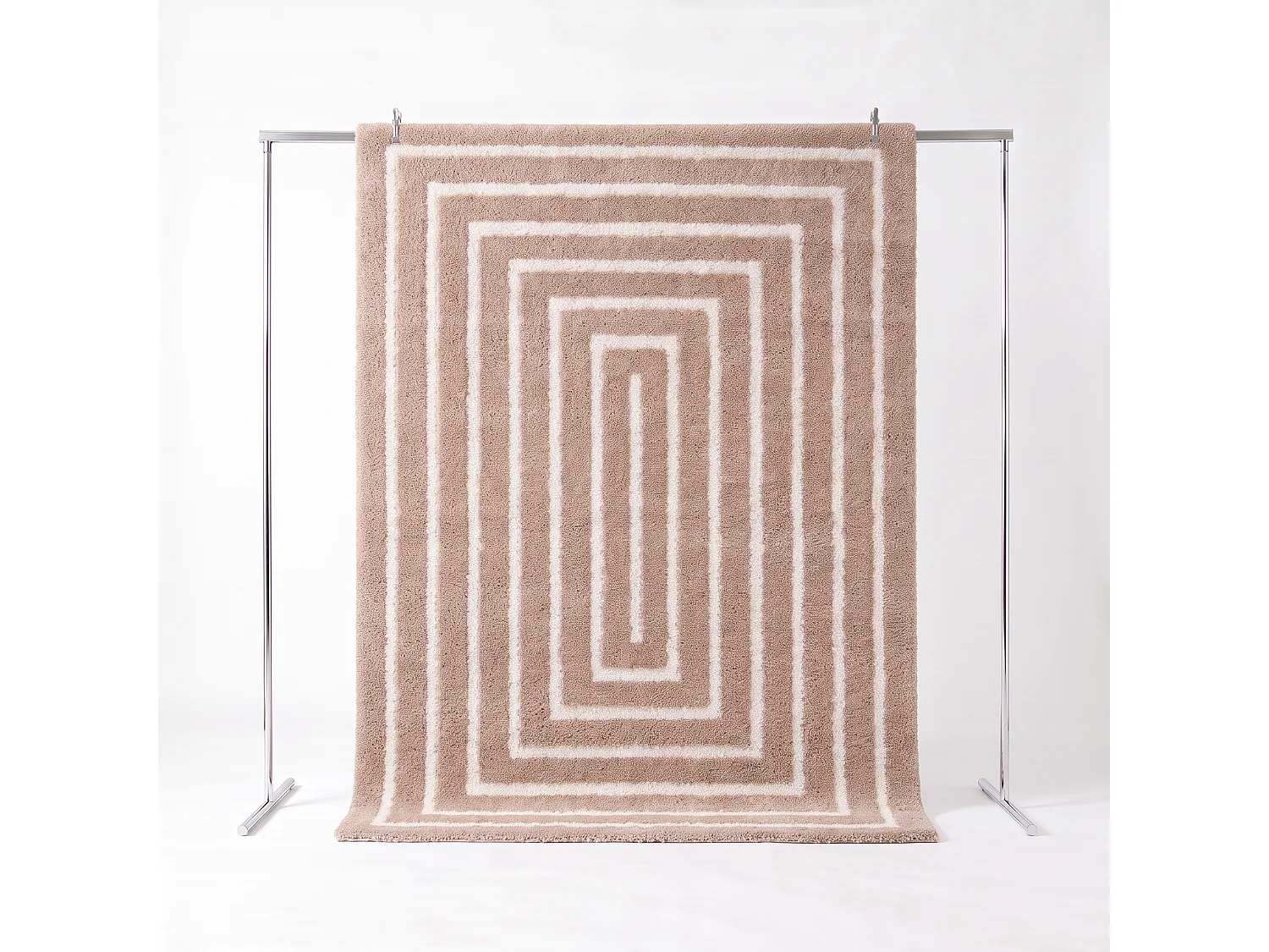 Tapis intérieur motif rectangle rose et crème 160x230cm - Lia