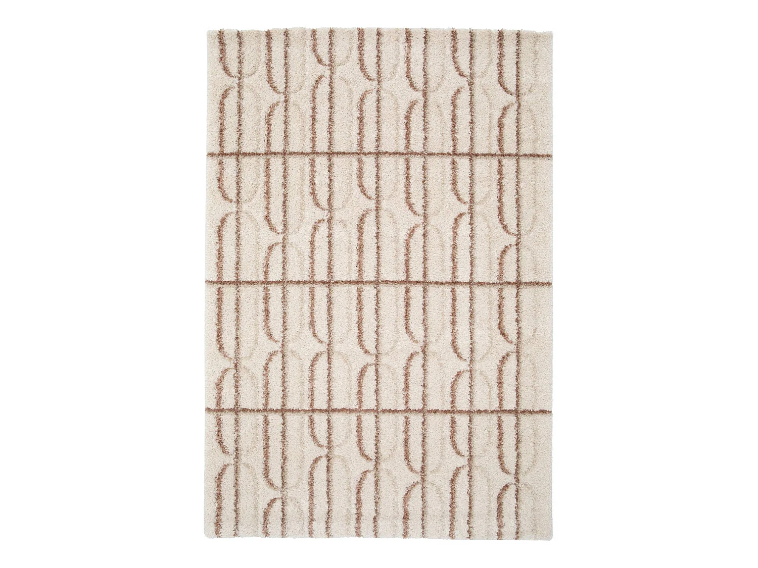Tapis intérieur motif graphique crème. rose et marron 200x290cm - Aris