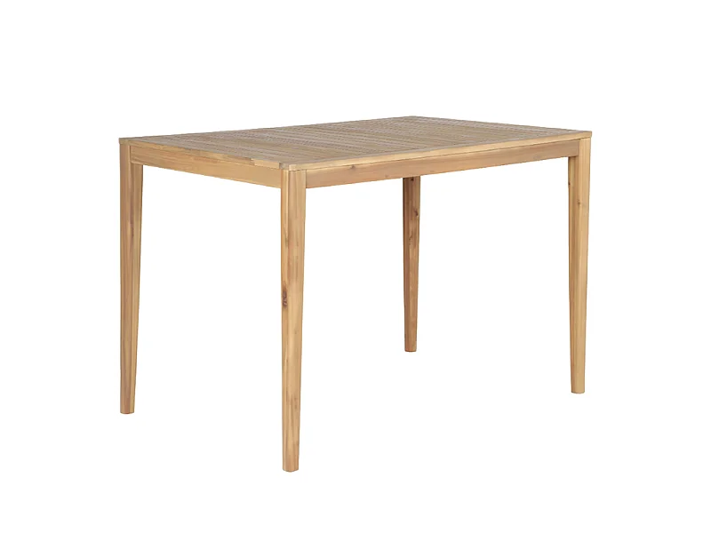 Table semi-haute KUTA 140x90x95 cm en bois d'acacia FSC blanchi