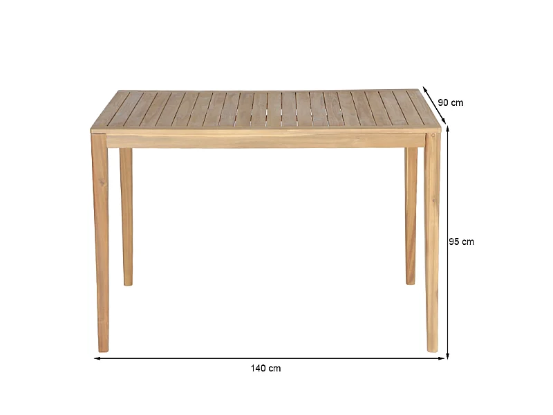 Table semi-haute KUTA 140x90x95 cm en bois d'acacia FSC blanchi