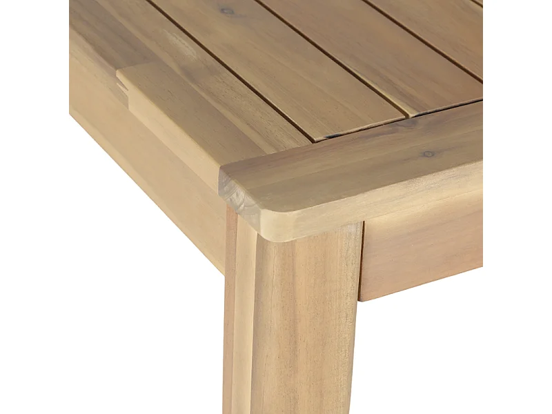 Table semi-haute KUTA 140x90x95 cm en bois d'acacia FSC blanchi