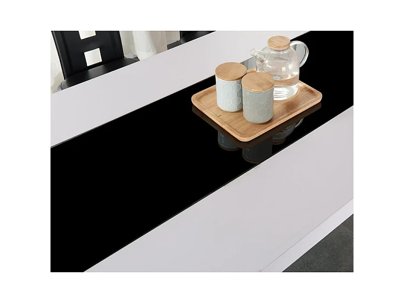 Ensemble repas DAMIA blanc et noir 6 personnes 180cm