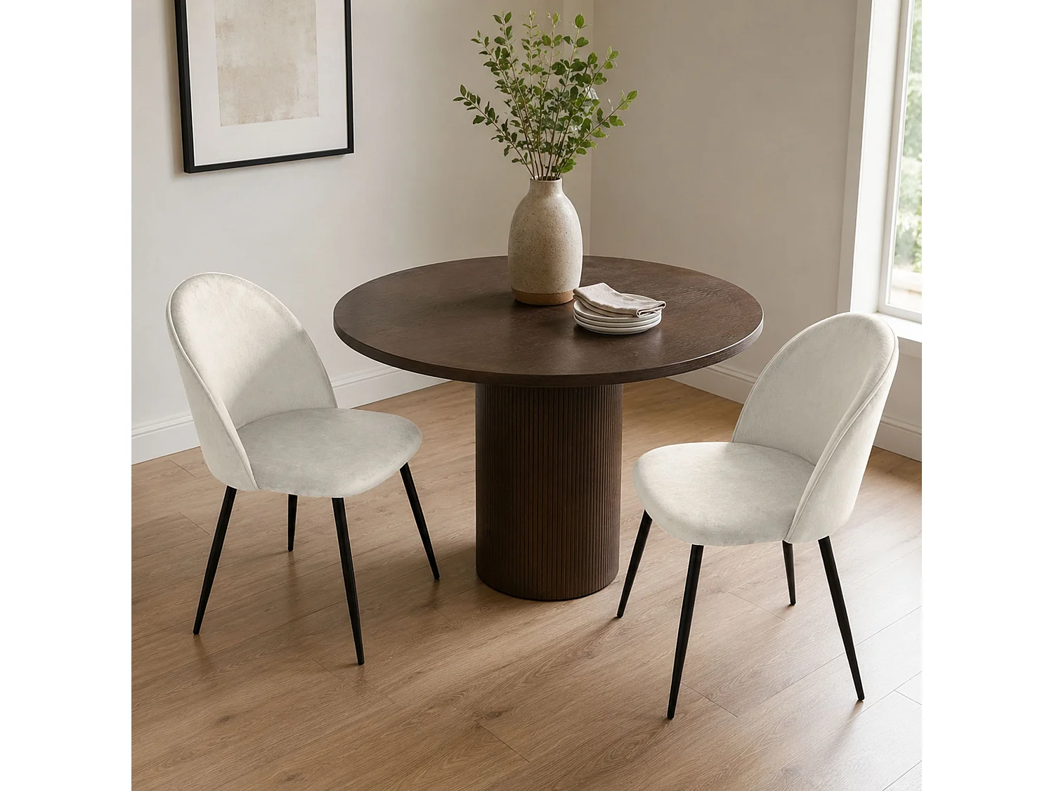 Silla Achito, 2 sillas, blanco marfil, acolchada, peso soportado 120 kg