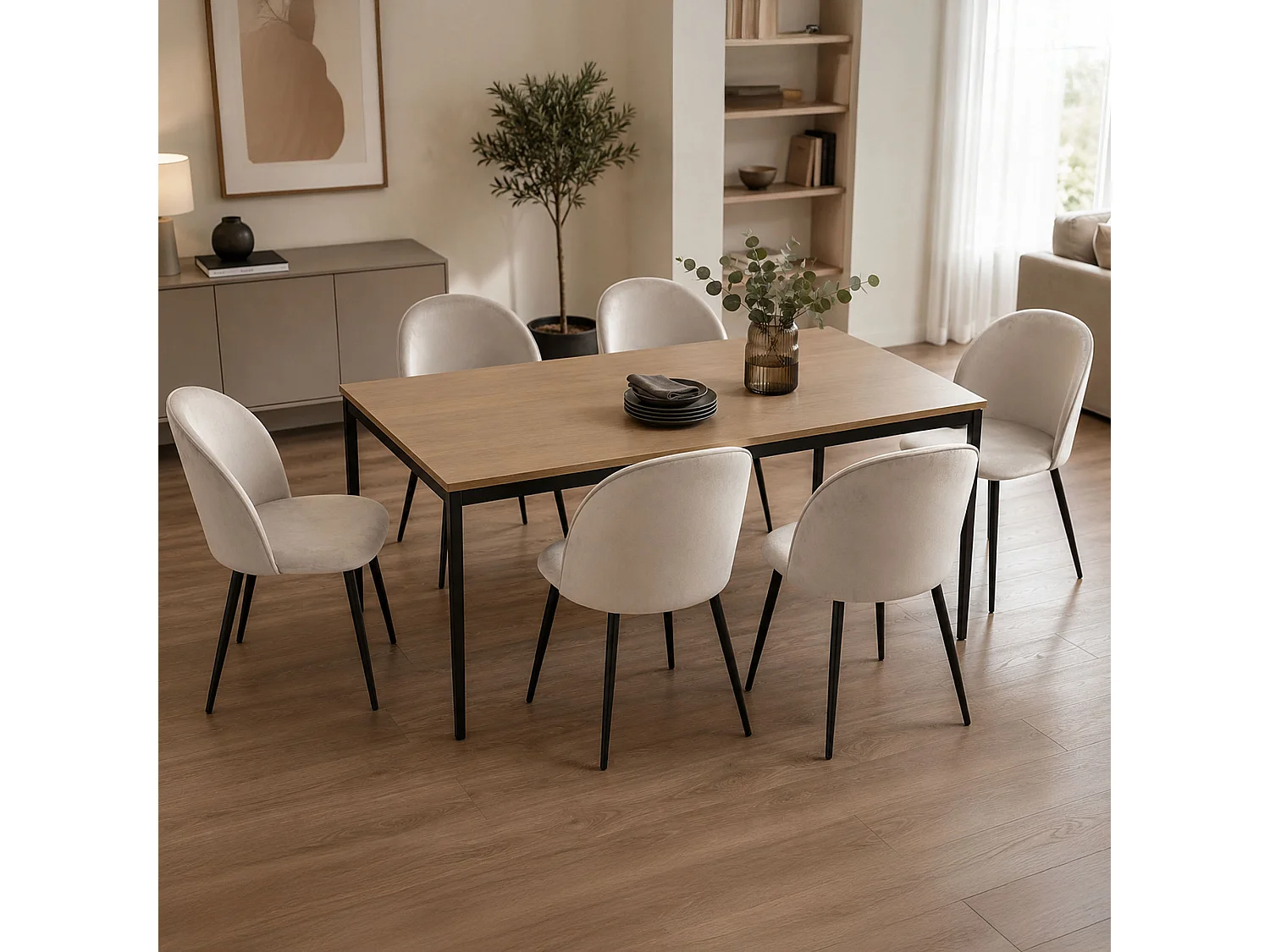 Silla Achito, 6 Sillas, Gris Claro, Acolchada, Peso soportado 120 kg