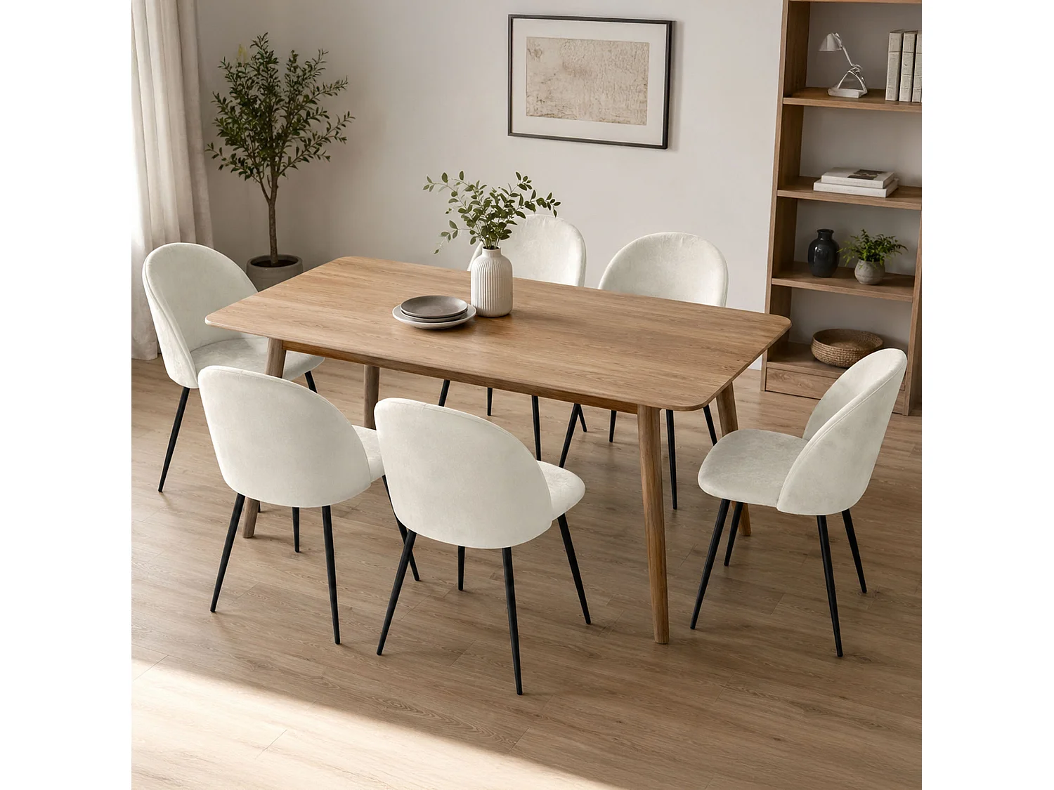 Silla Achito, 6 Sillas, Blanco crema, Acolchada, Peso soportado 120 kg