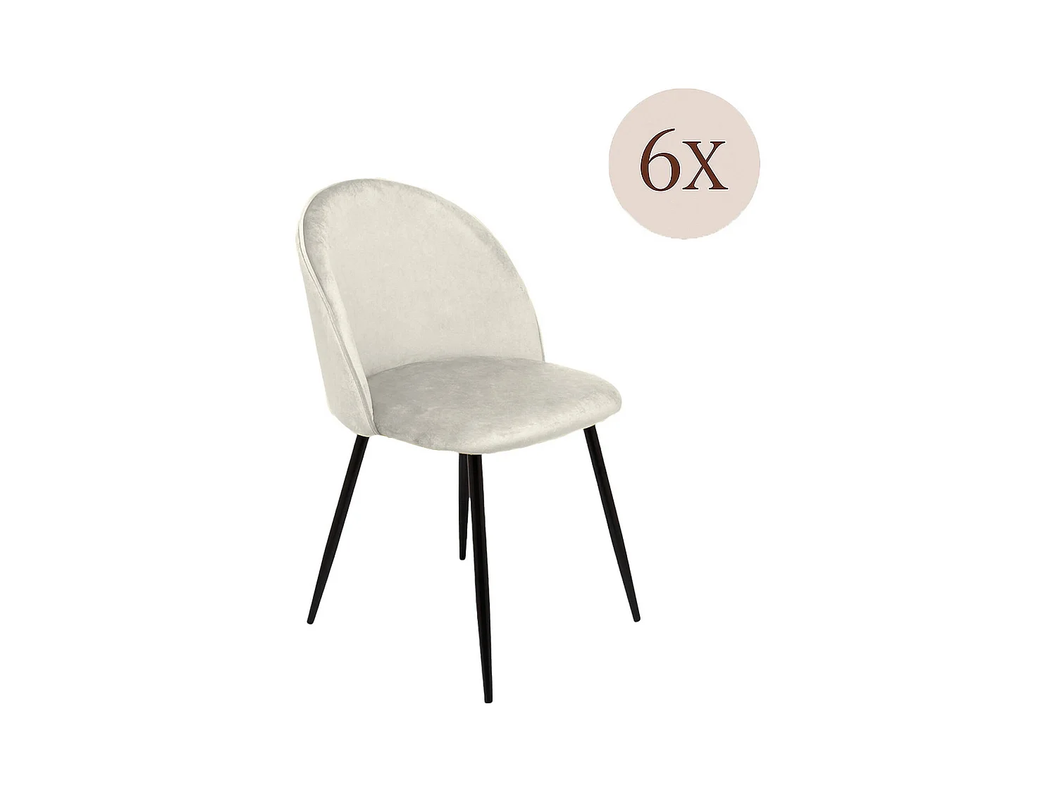 Silla Achito, 6 Sillas, Blanco crema, Acolchada, Peso soportado 120 kg