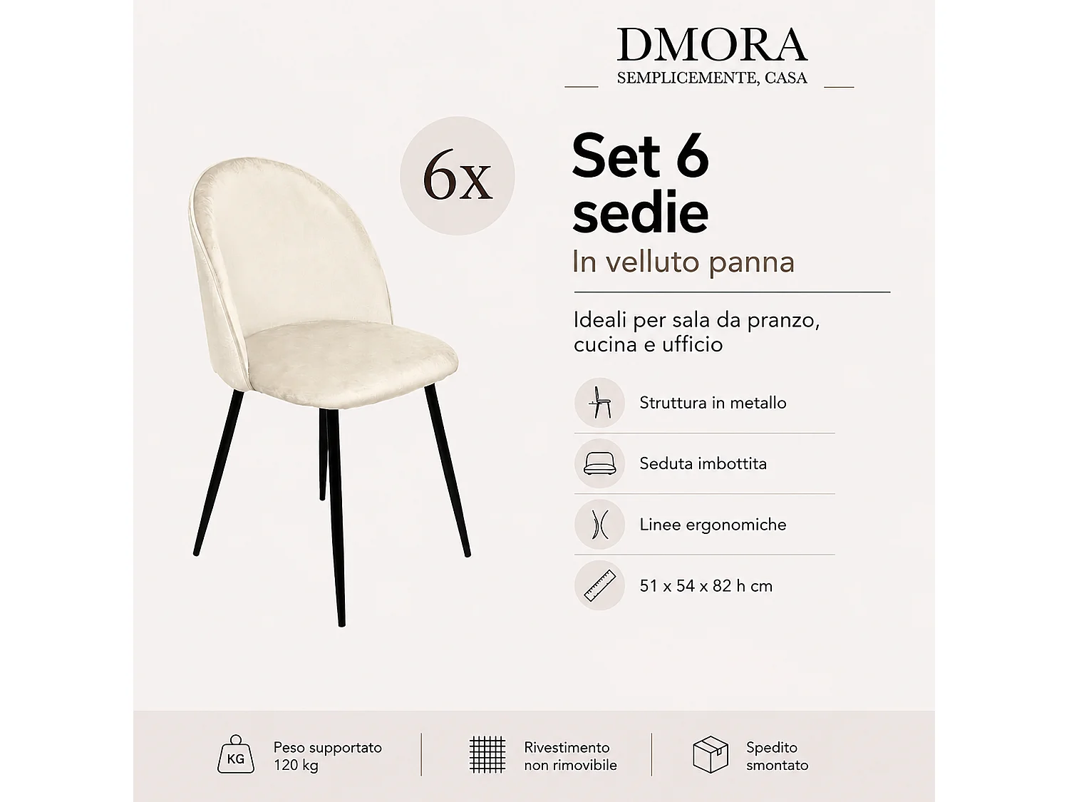 Chaise Achito, 6 Chaises, Noir