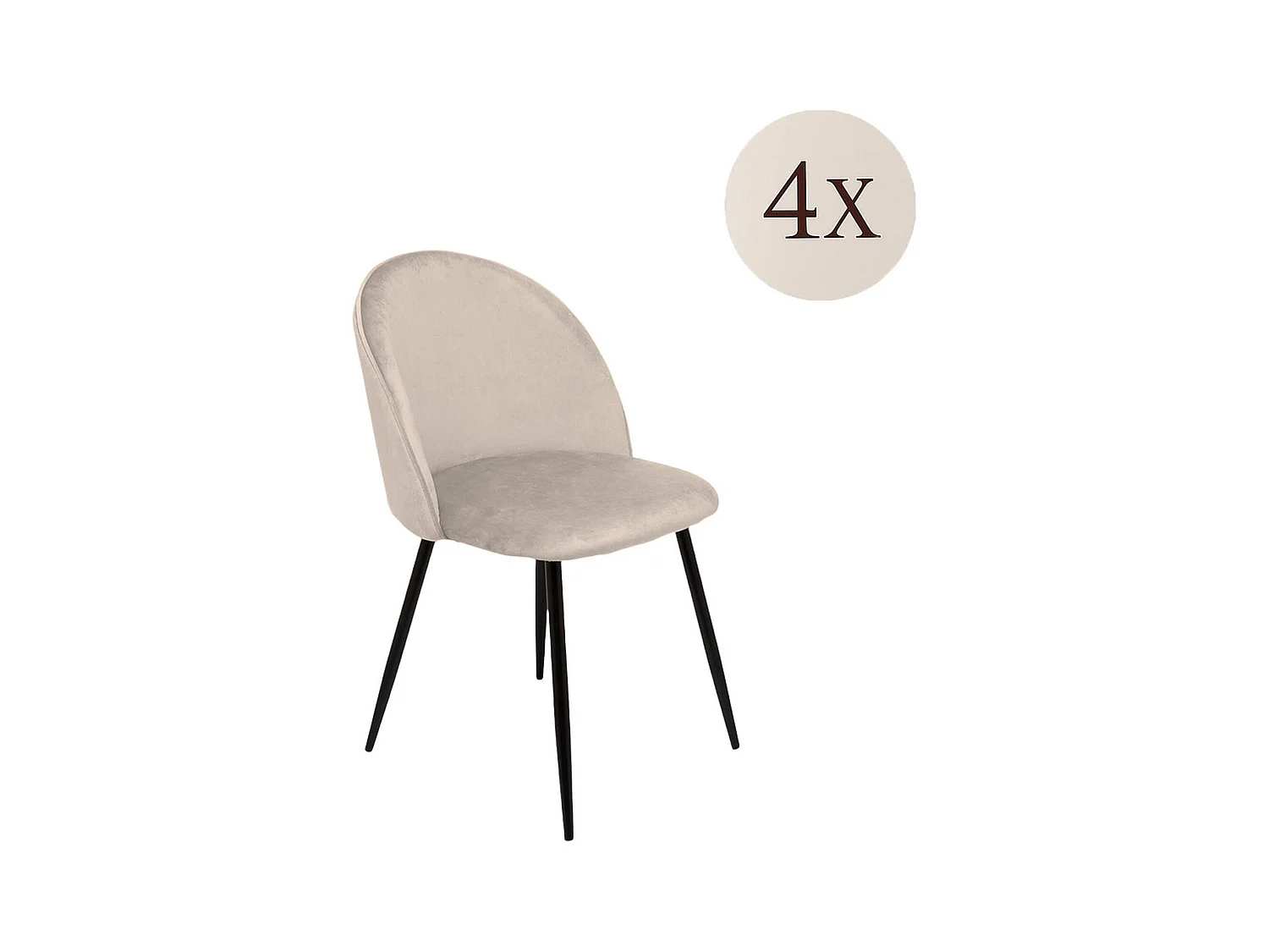 Silla Achito, 4 Sillas, Gris Claro, Acolchada, Peso soportado 120 kg