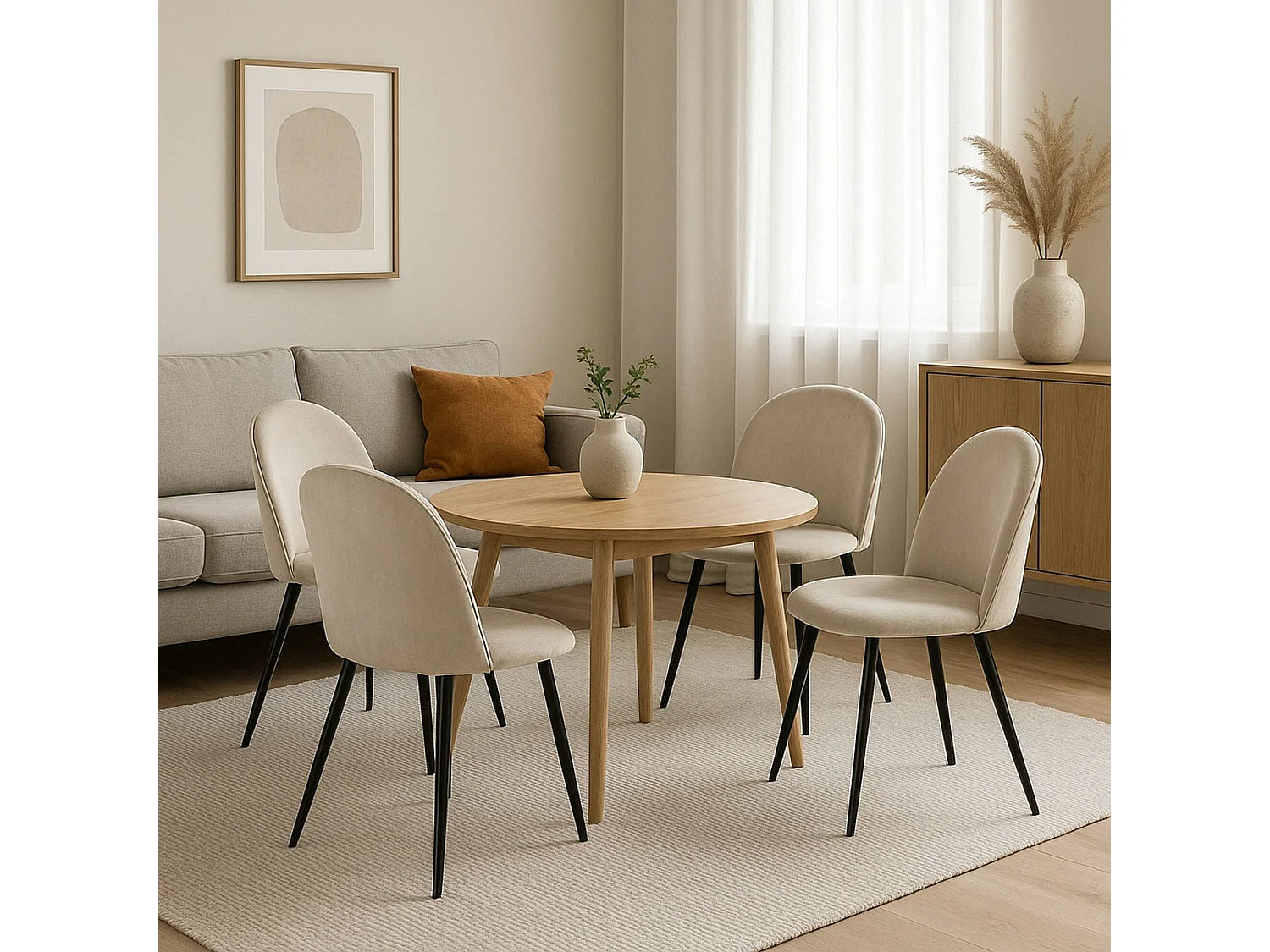 Silla Achito, 4 Sillas, Gris Claro, Acolchada, Peso soportado 120 kg