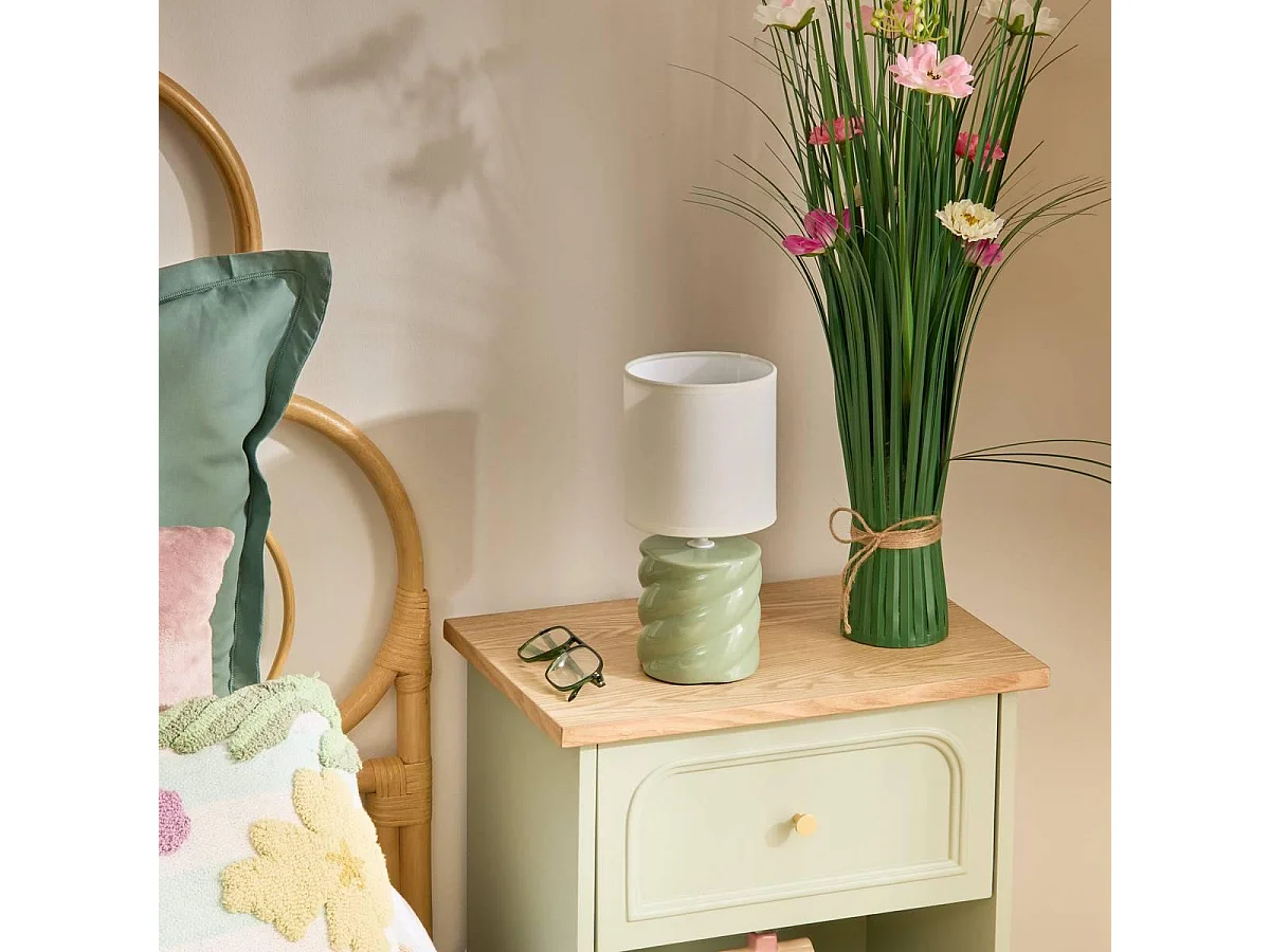 Lampe à Poser en Grès "Noly" 27cm Vert Céladon